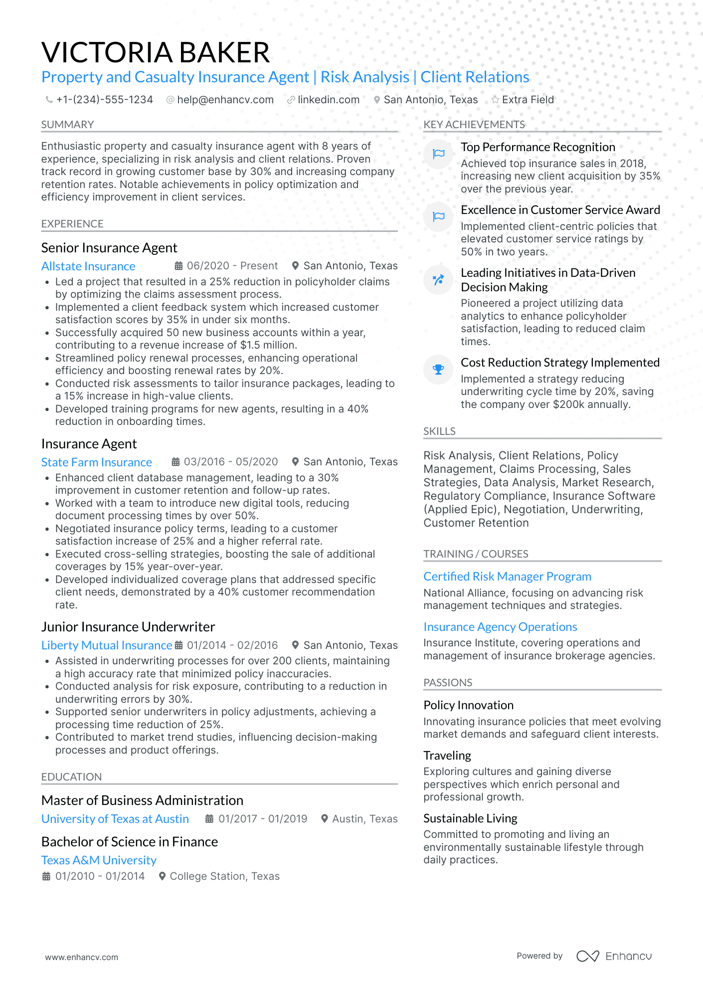 Property and Casualty Actuary Resume Example