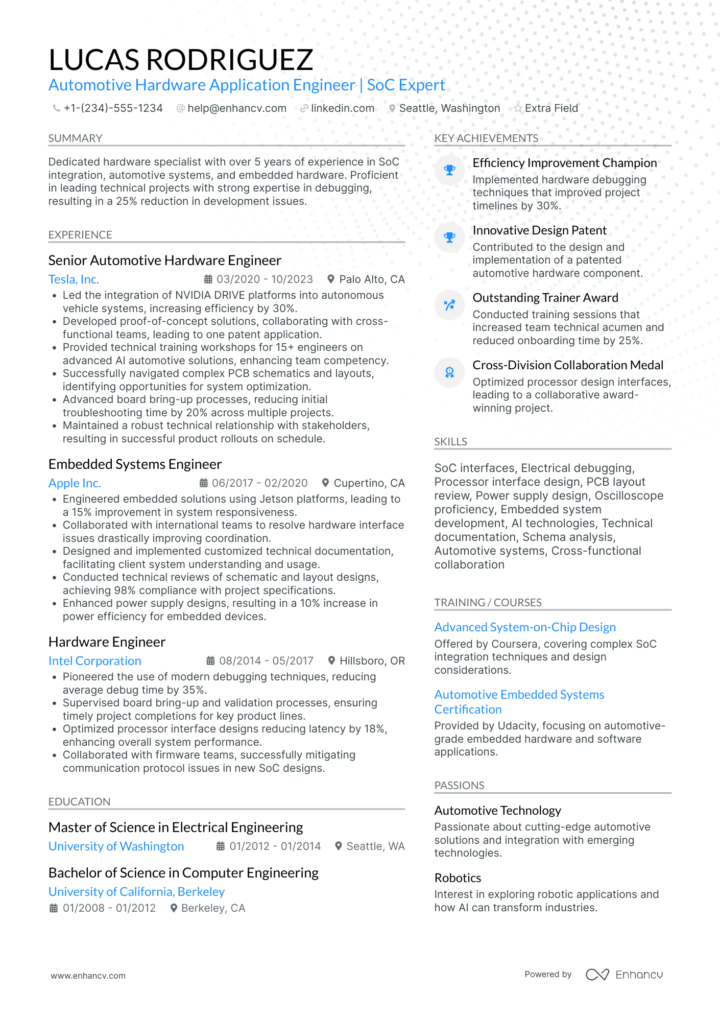 Automotive Design Engineer Resume Example