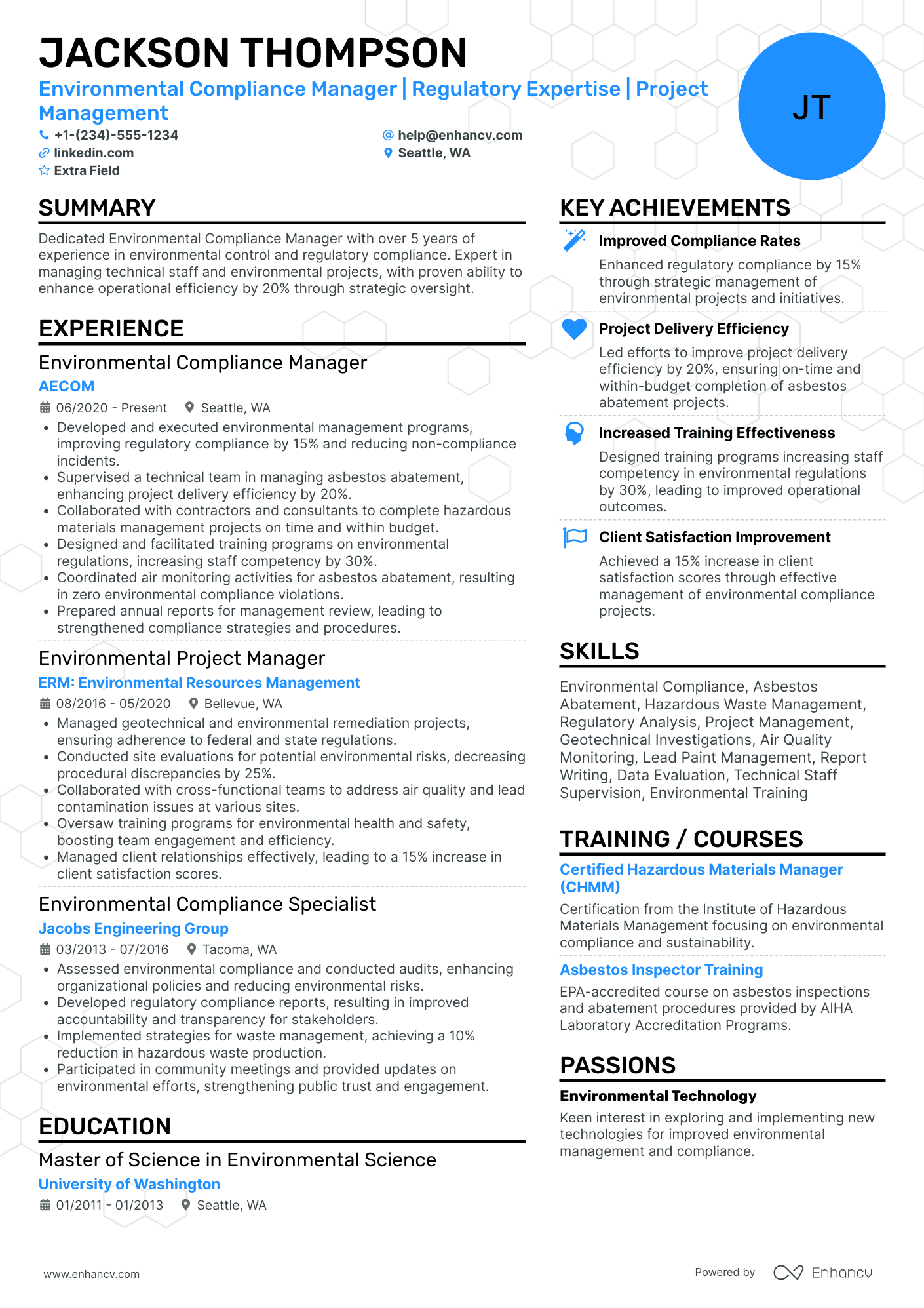 Environmental Compliance Manager Resume Example