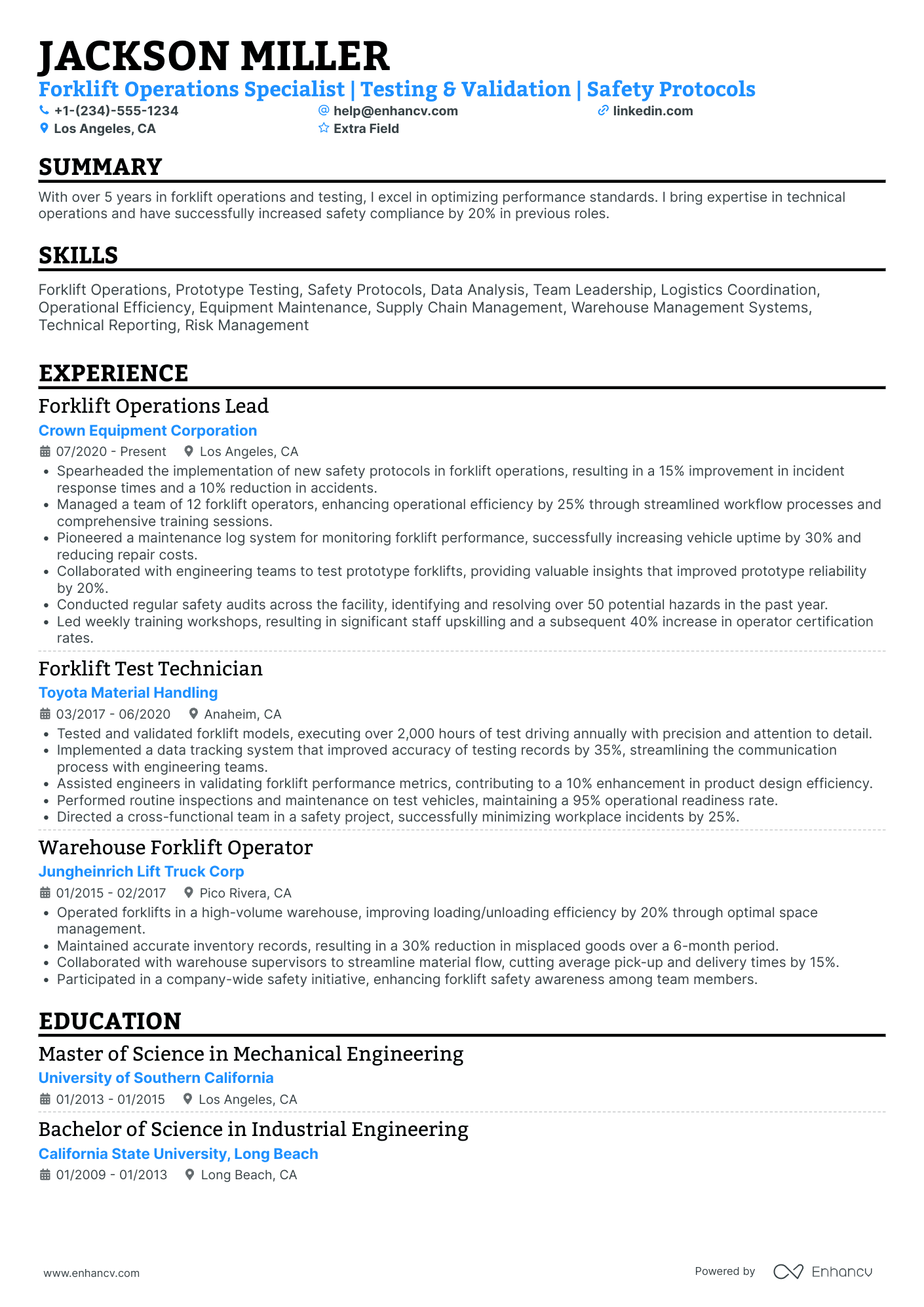 Test Driver Resume Example