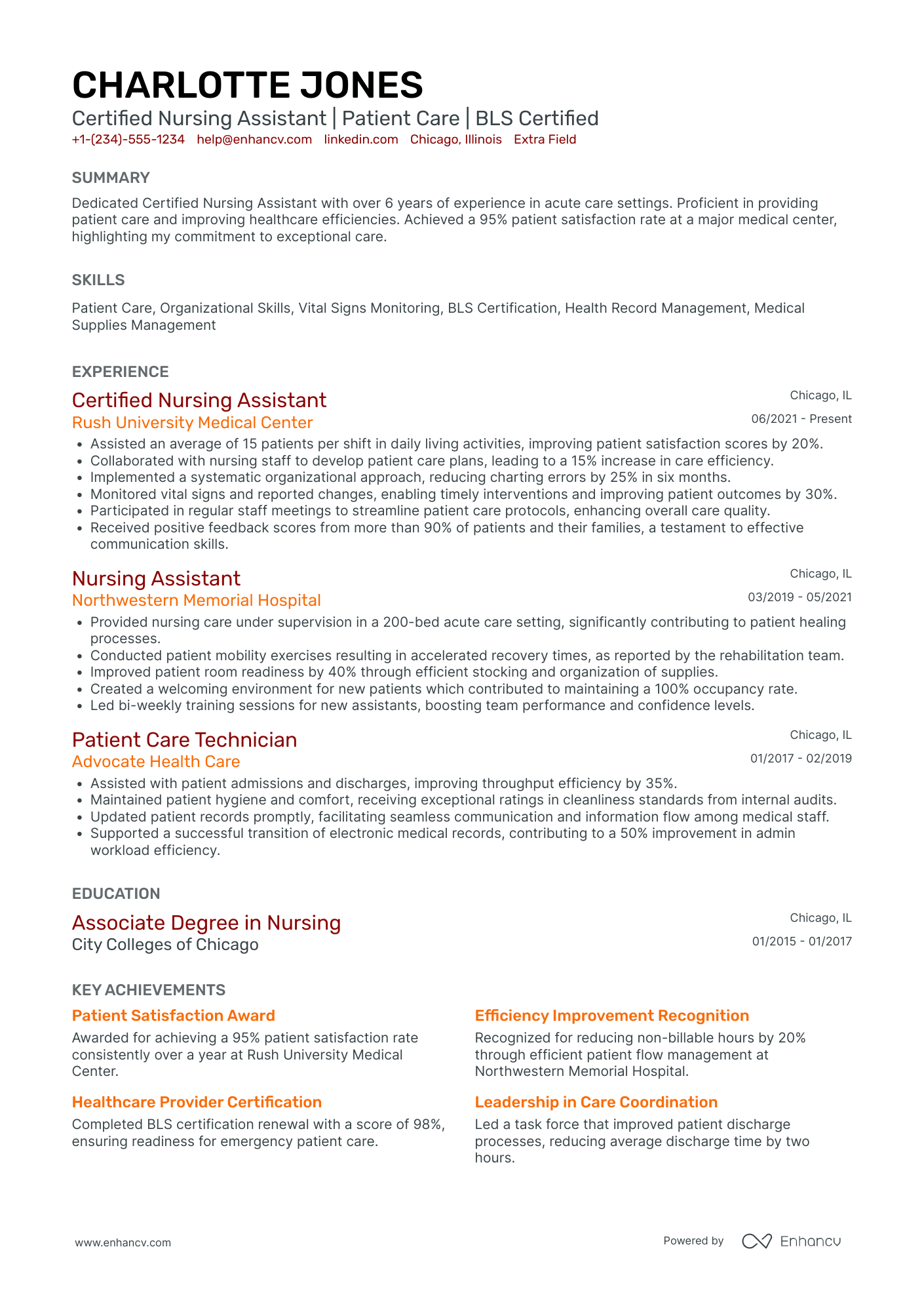 Mid Level Nursing Assistant Resume Example