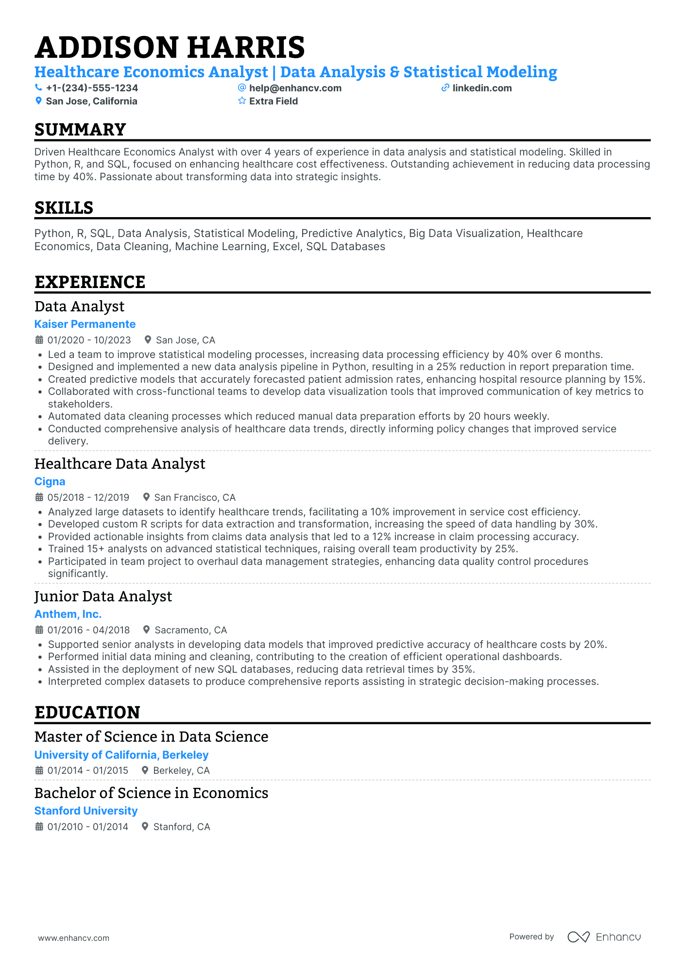 Healthcare Accounting Analyst Resume Example