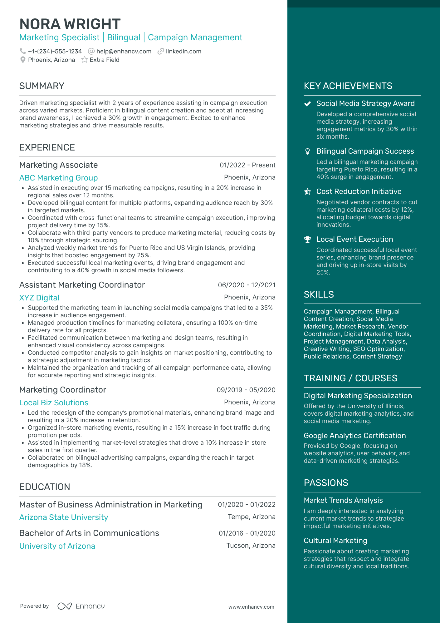 Marketing Assistant Trainee Resume Example