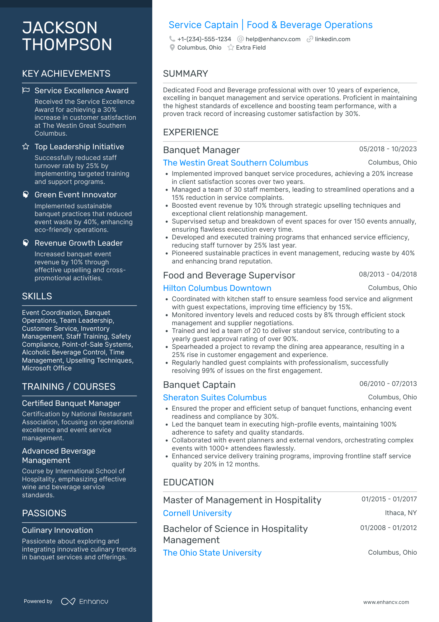 Busser Captain Resume Example