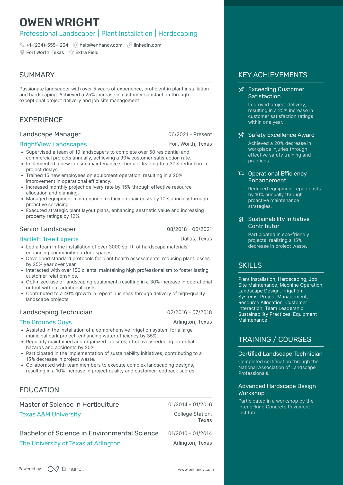 Landscaping Laborer Resume Example