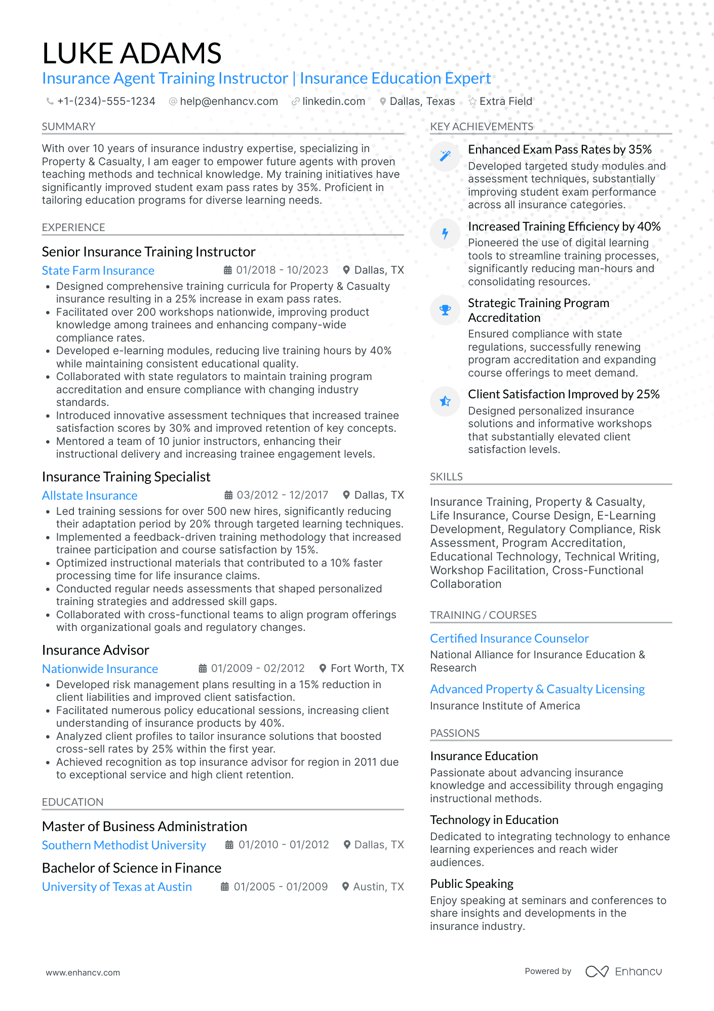 Life Insurance Agent Resume Example