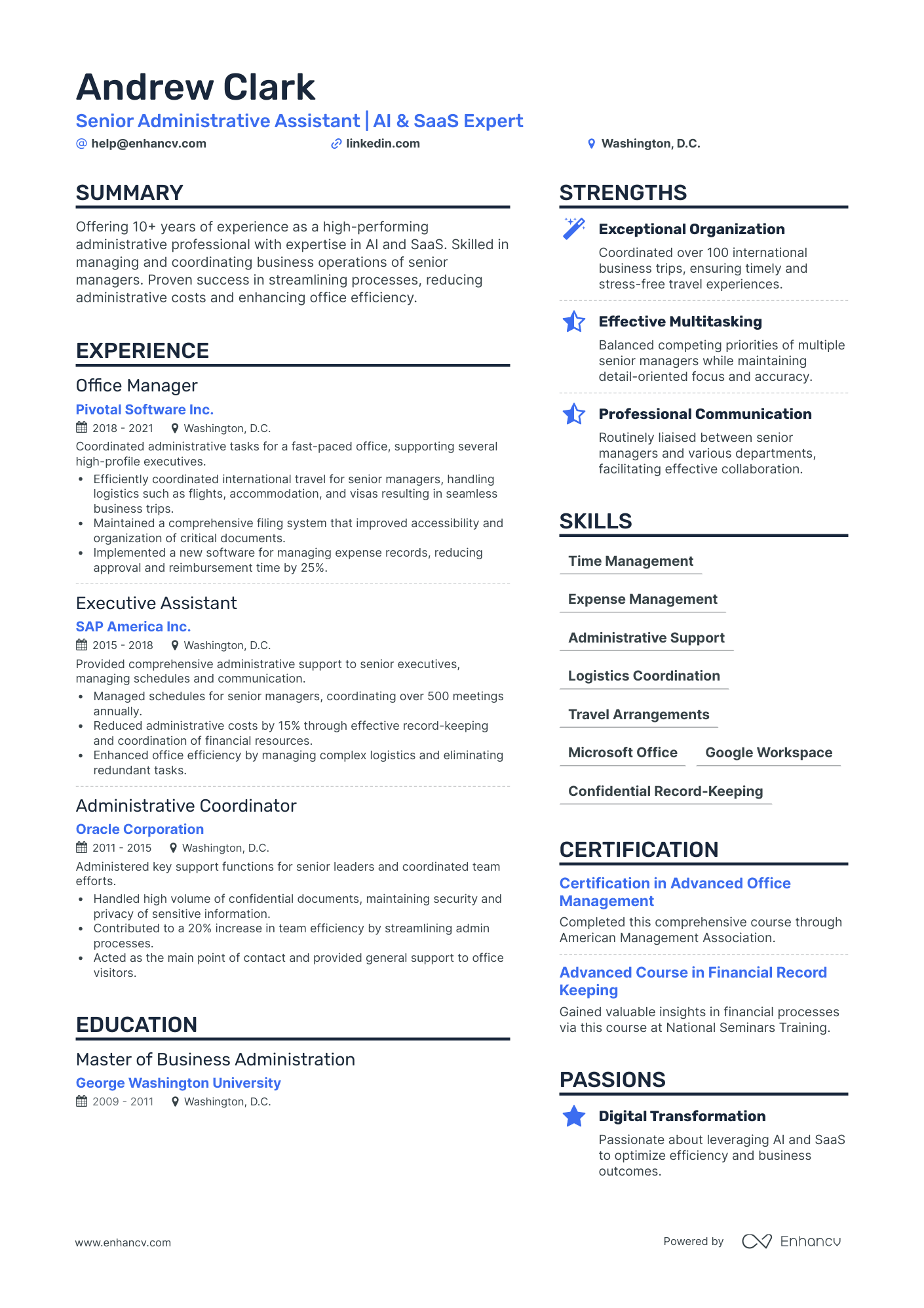 Executive Administrative Assistant Resume Example