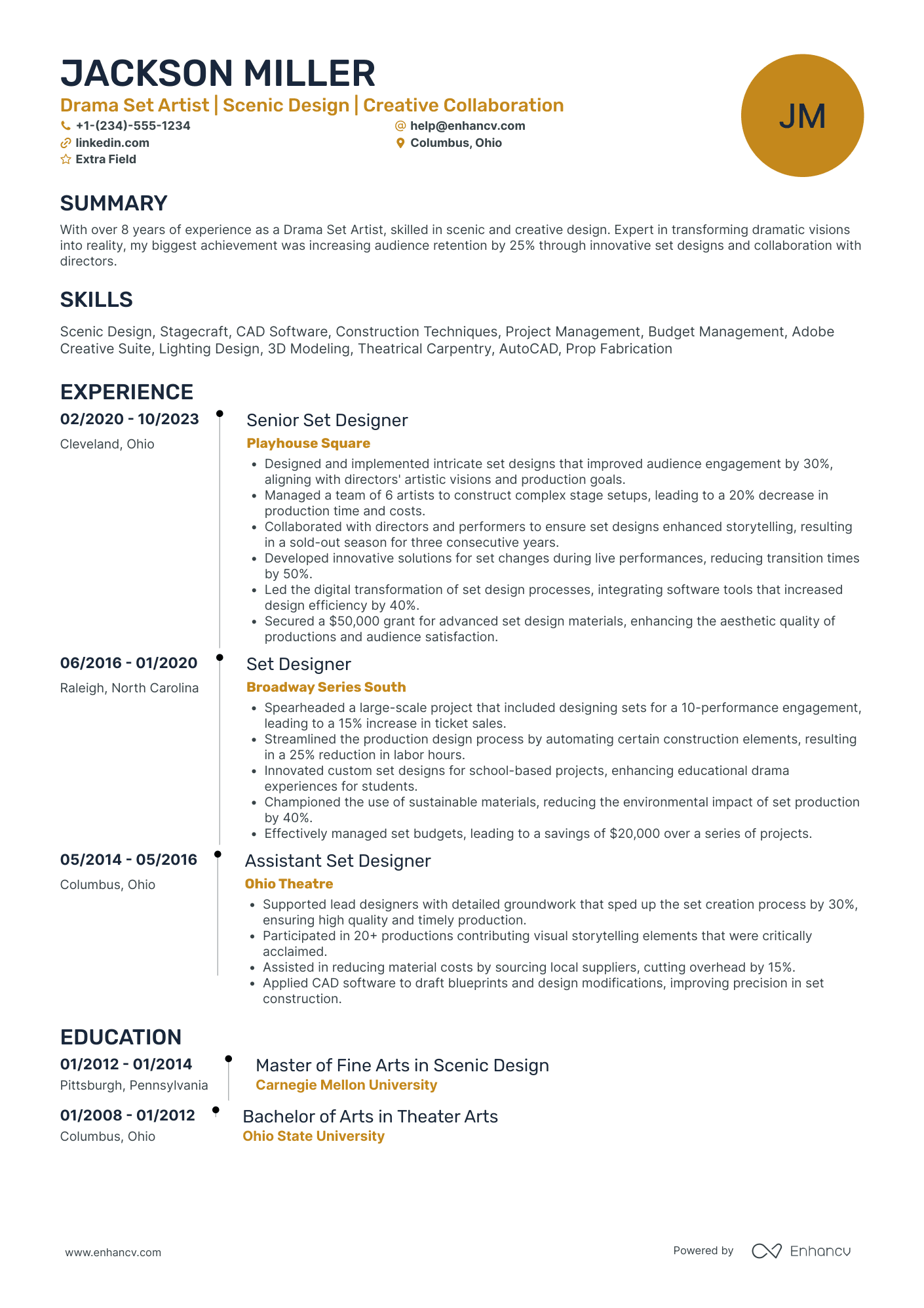 Drama School Actor Resume Example