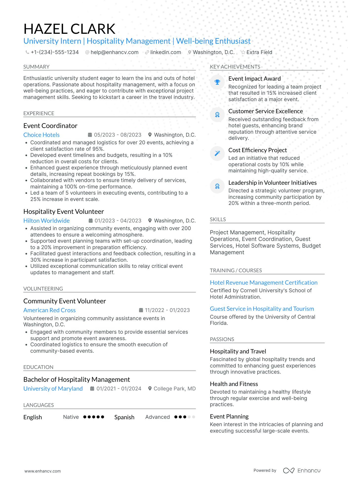 Culinary Intern Resume Example