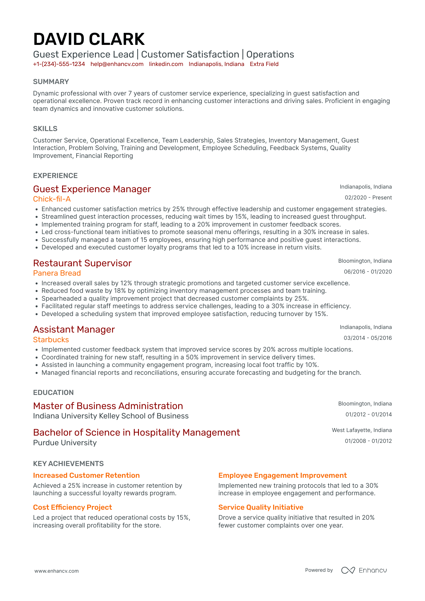 McDonalds Guest Experience Lead Resume Example