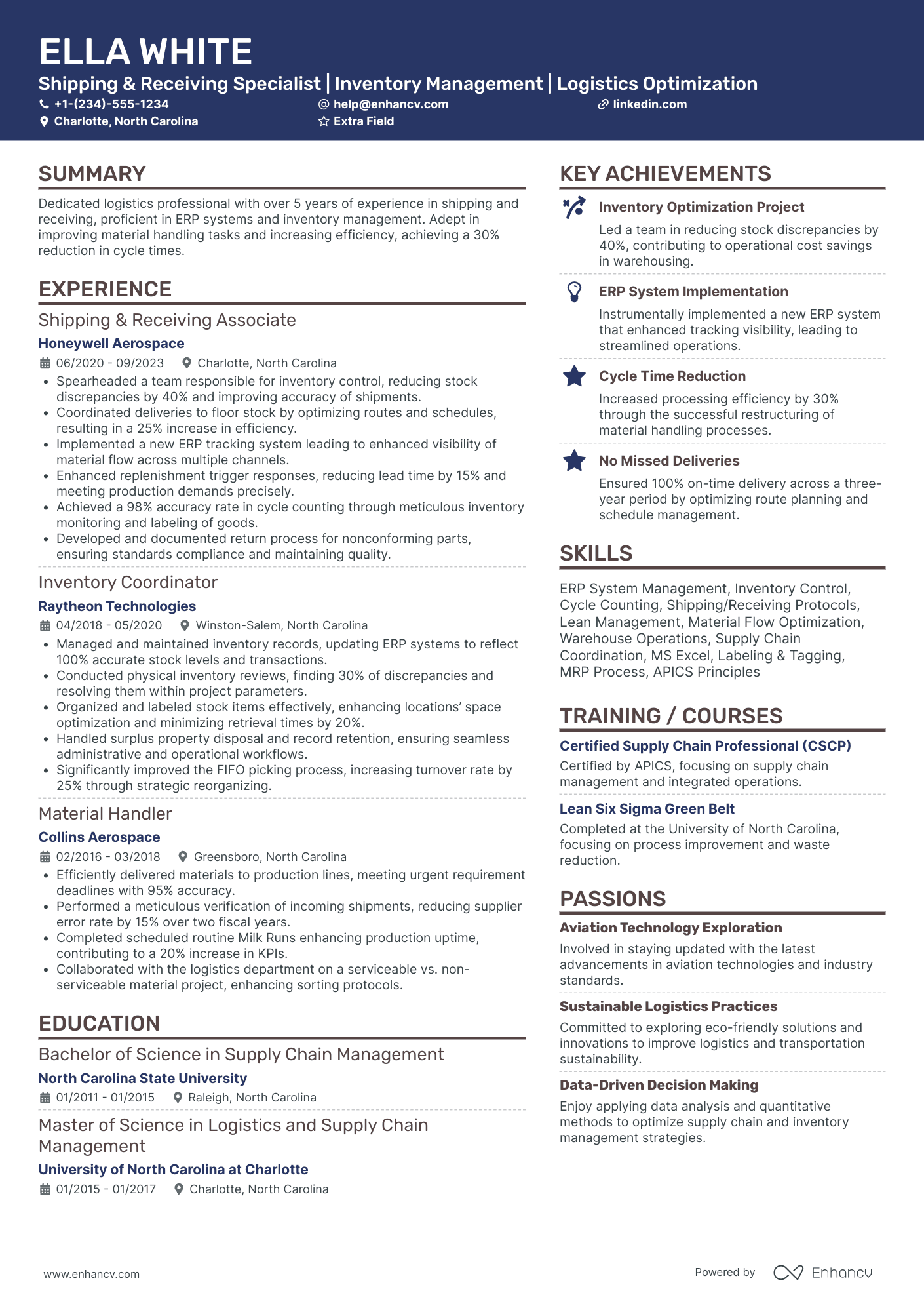 Warehouse Receiving Associate Resume Example