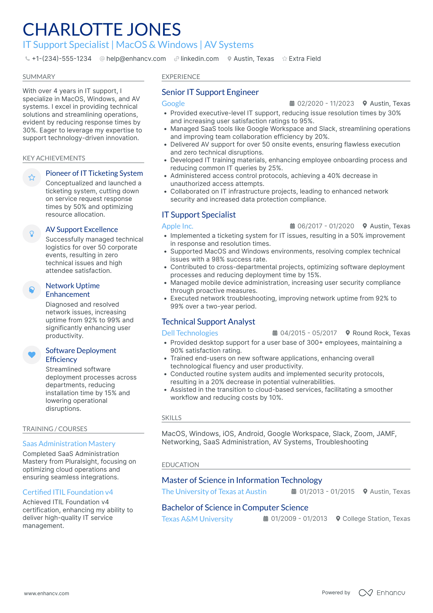 IT Contractor Resume Example