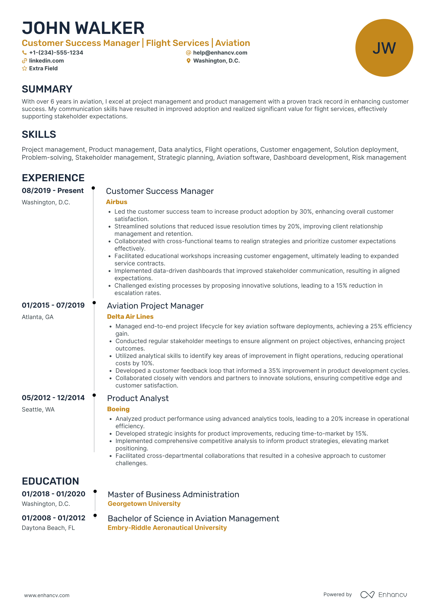 Flight Attendant Manager Resume Example