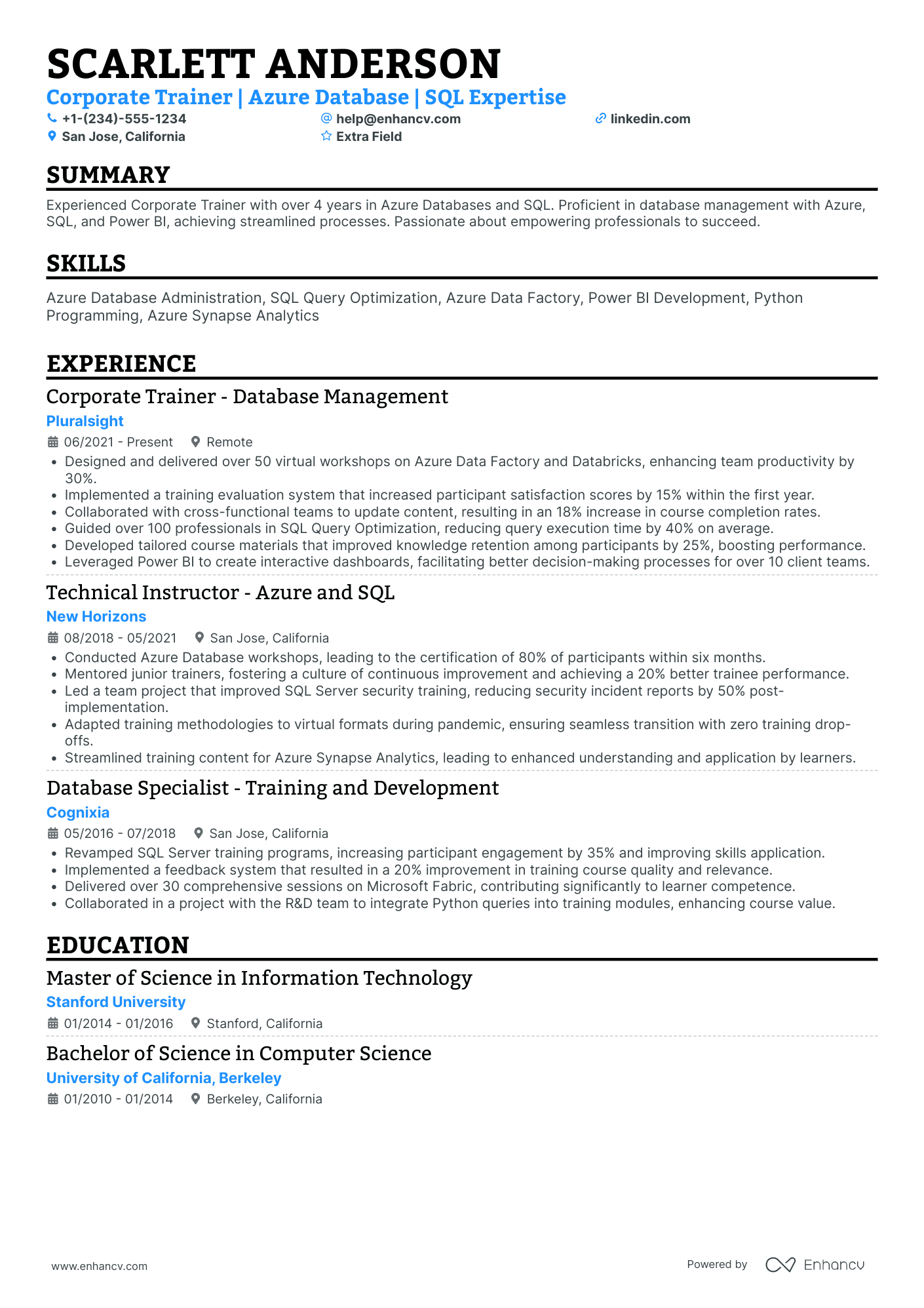 Microsoft Certified Trainer Resume Example