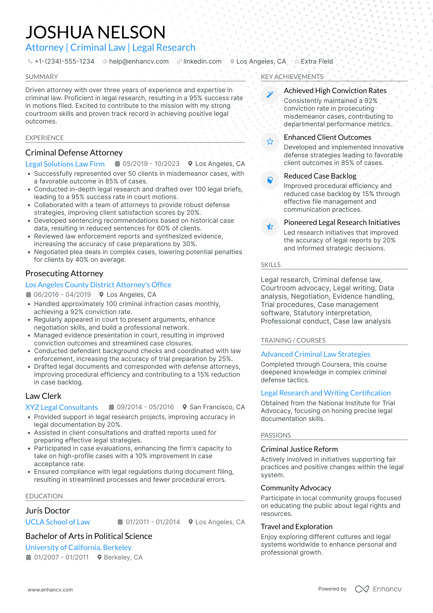 Senior Criminal Defense Lawyer Resume Example