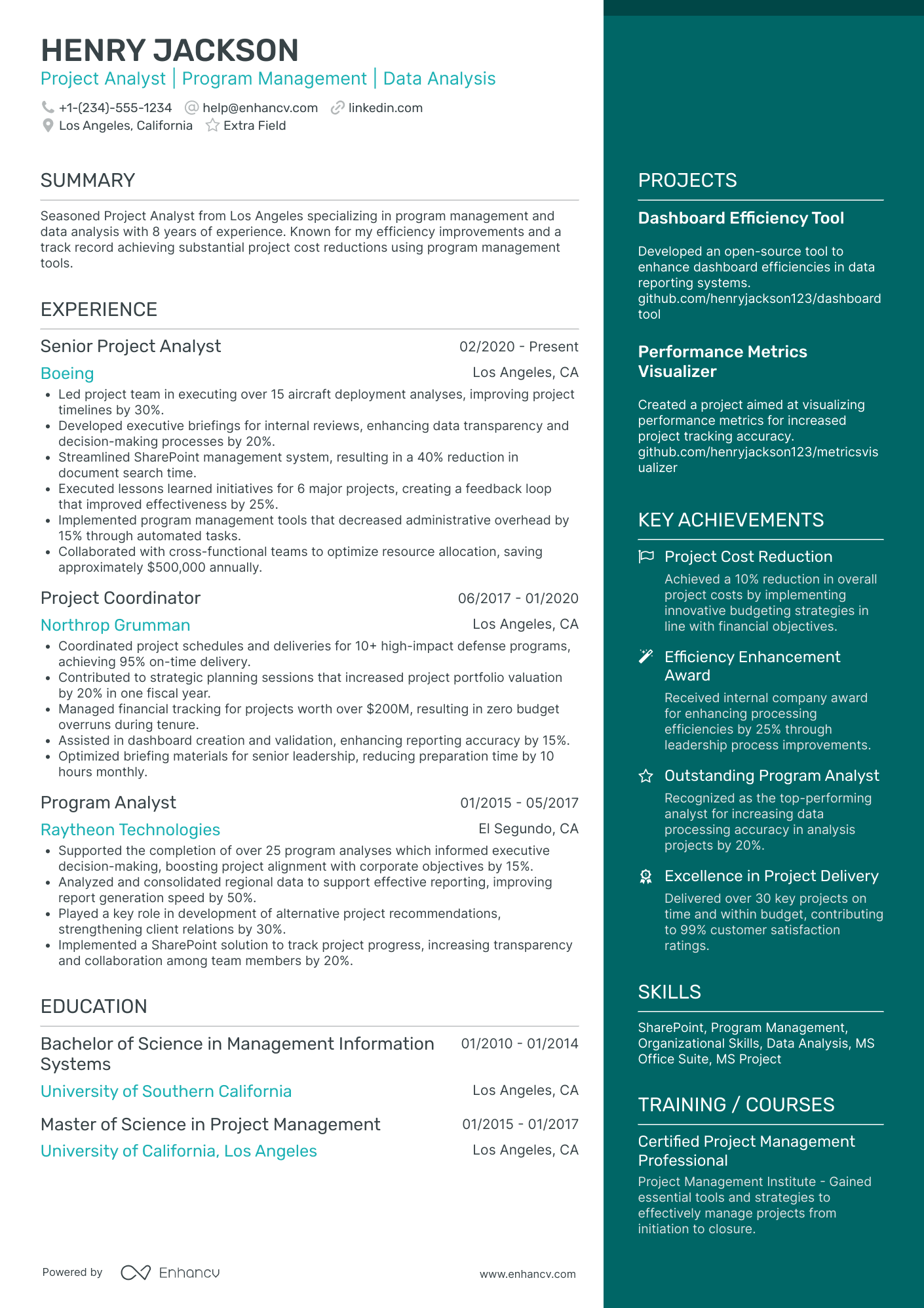 Automotive Project Analyst Resume Example