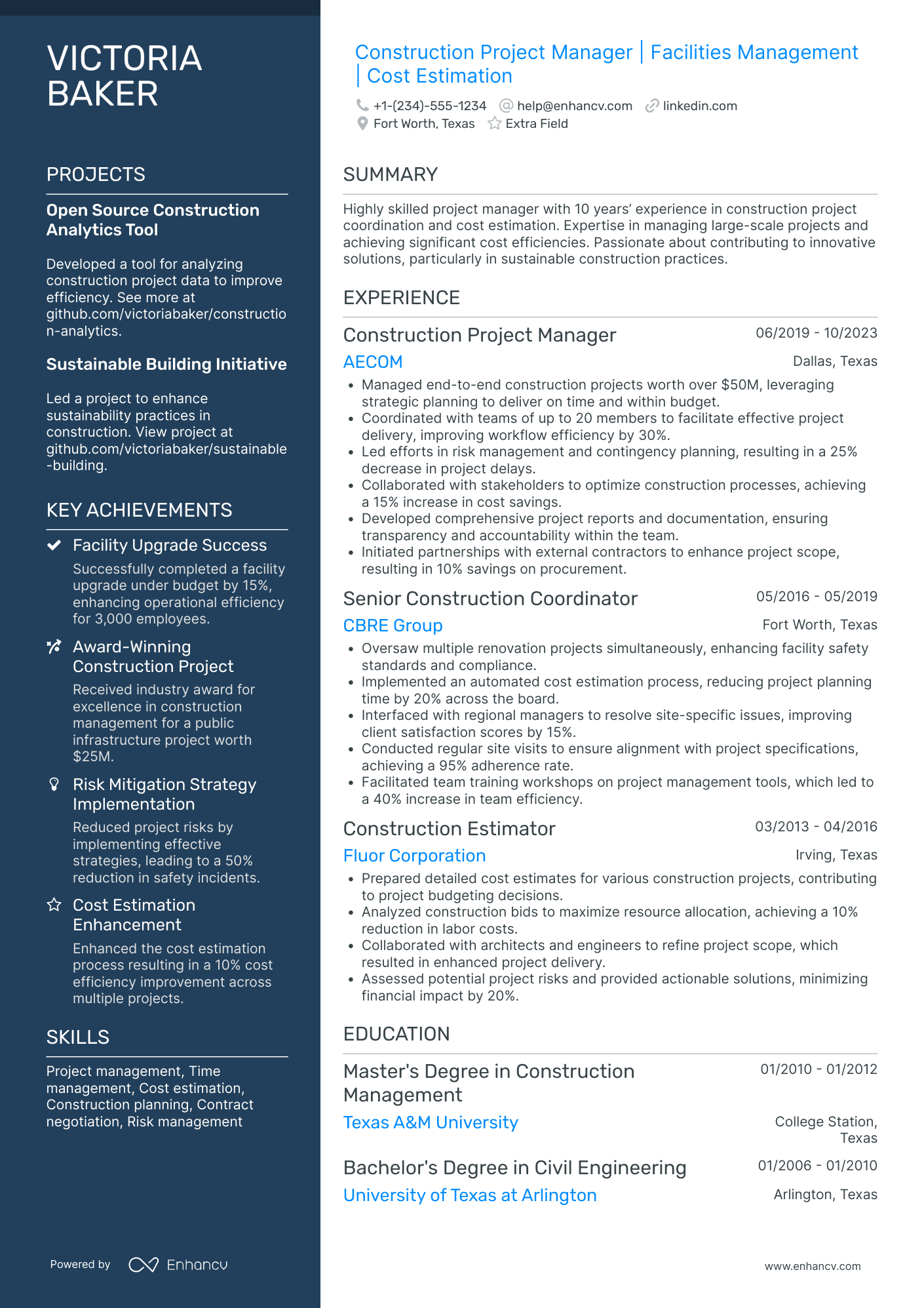 Project Manager Coordinator Resume Example