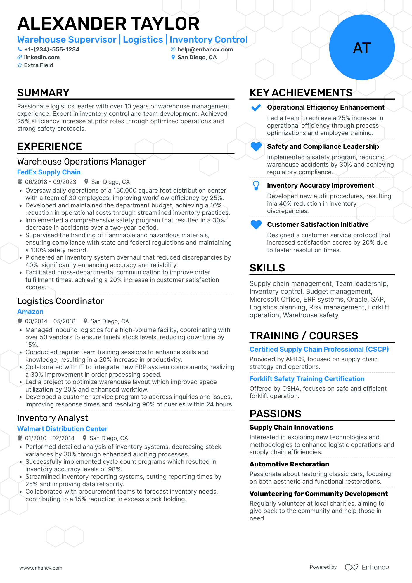 Warehouse Store Manager Resume Example