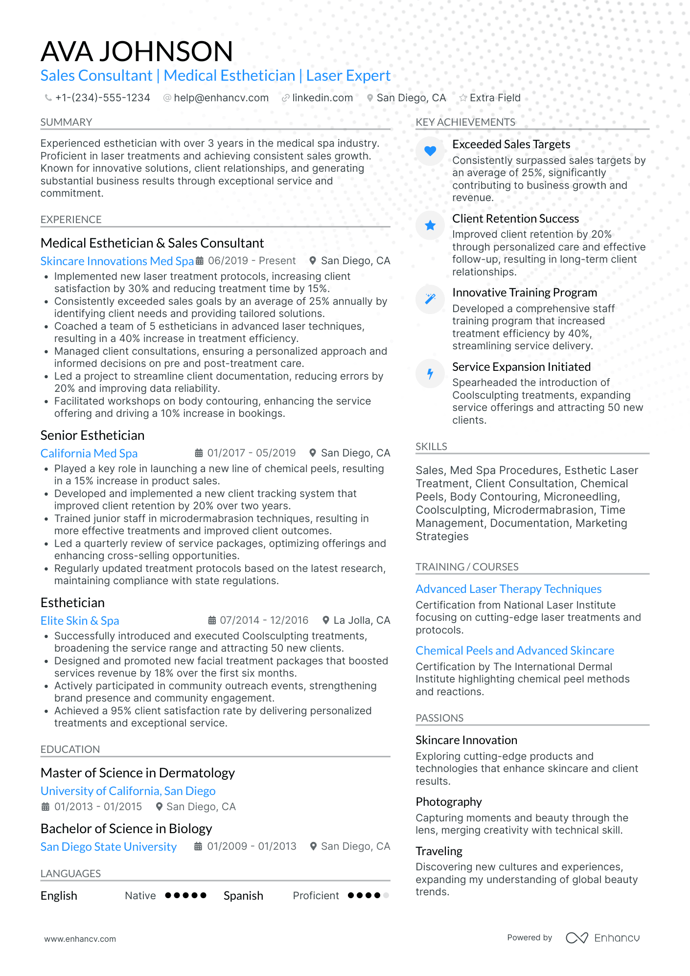 Medical Sales Consultant Resume Example