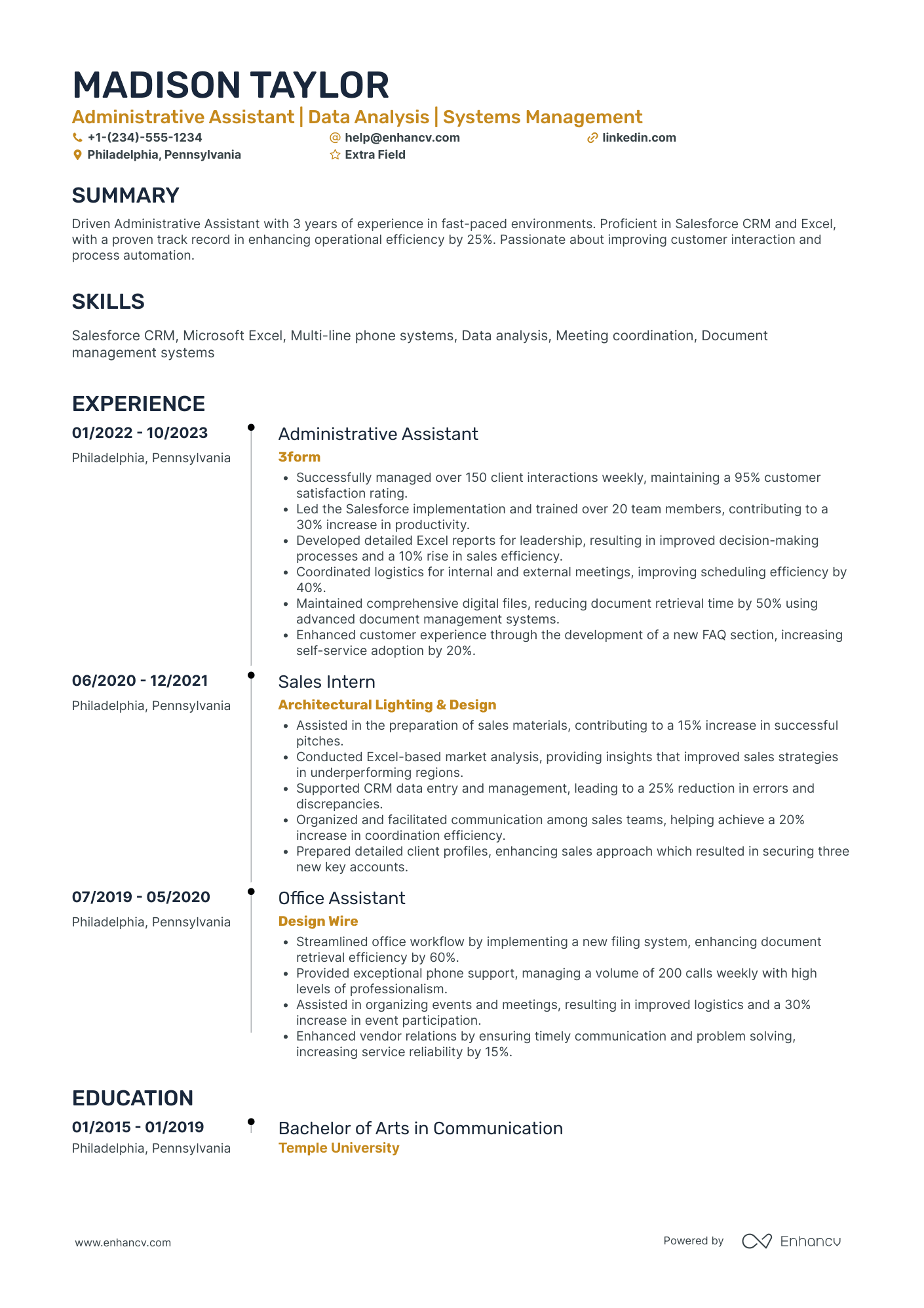 Salesforce Admin Assistant Resume Example