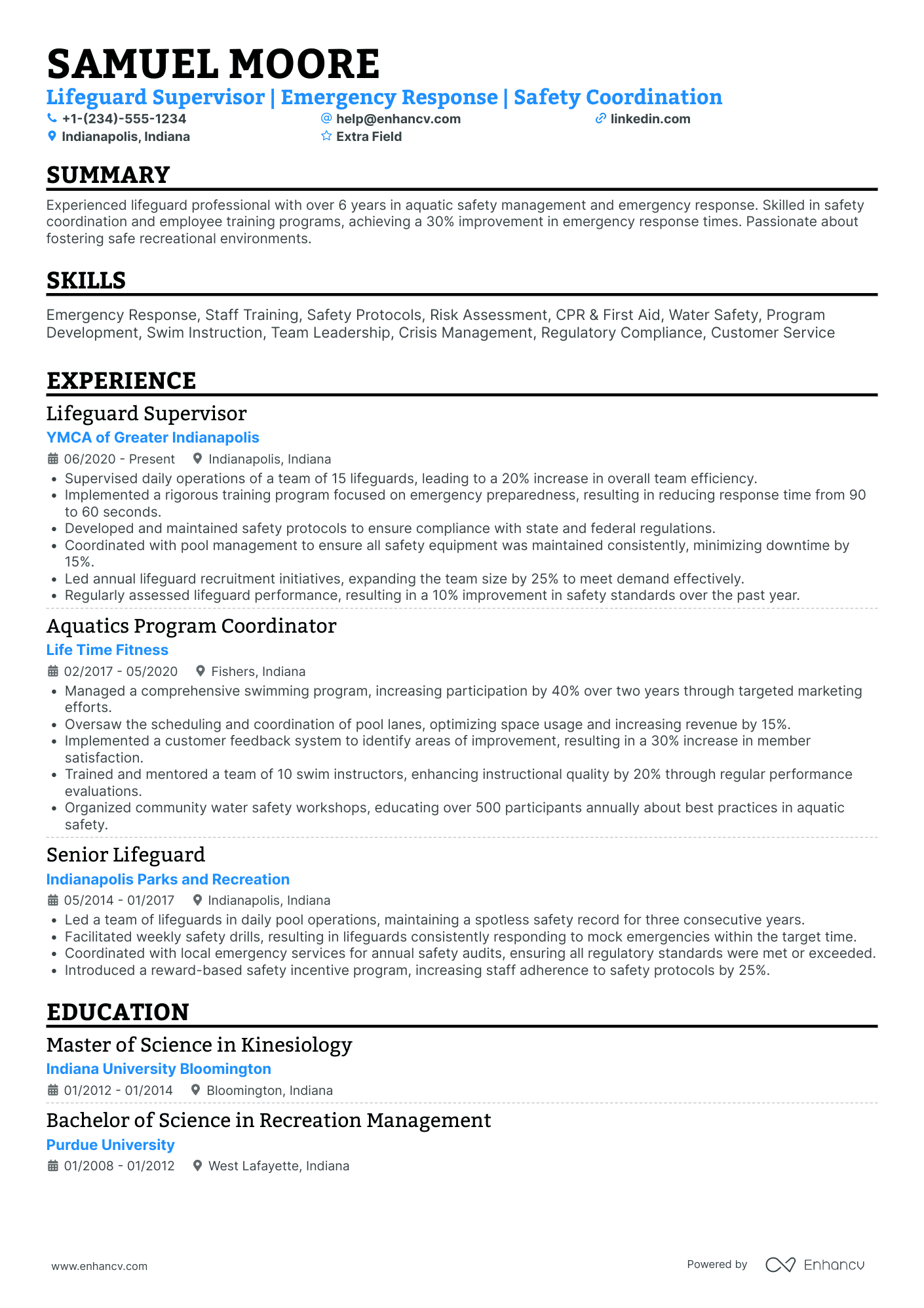 Lifeguard Supervisor Resume Example