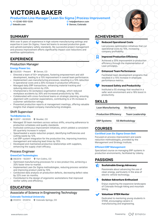 Assistant Production Manager Resume Example