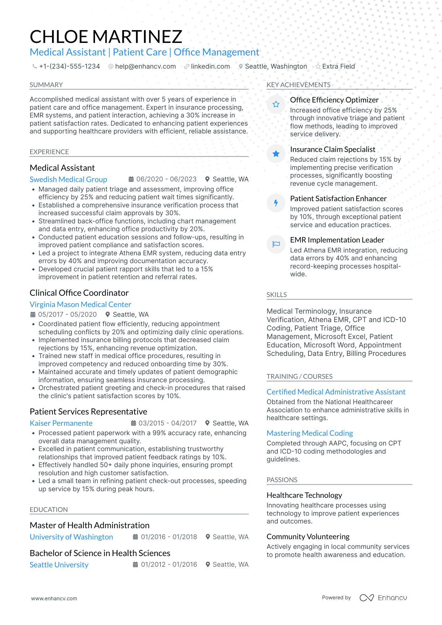 Medical Receptionist Specialist Resume Example