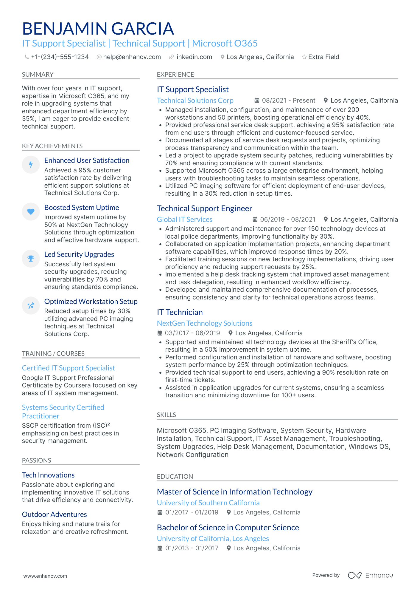 Entry Level IT Support Specialist Resume Example