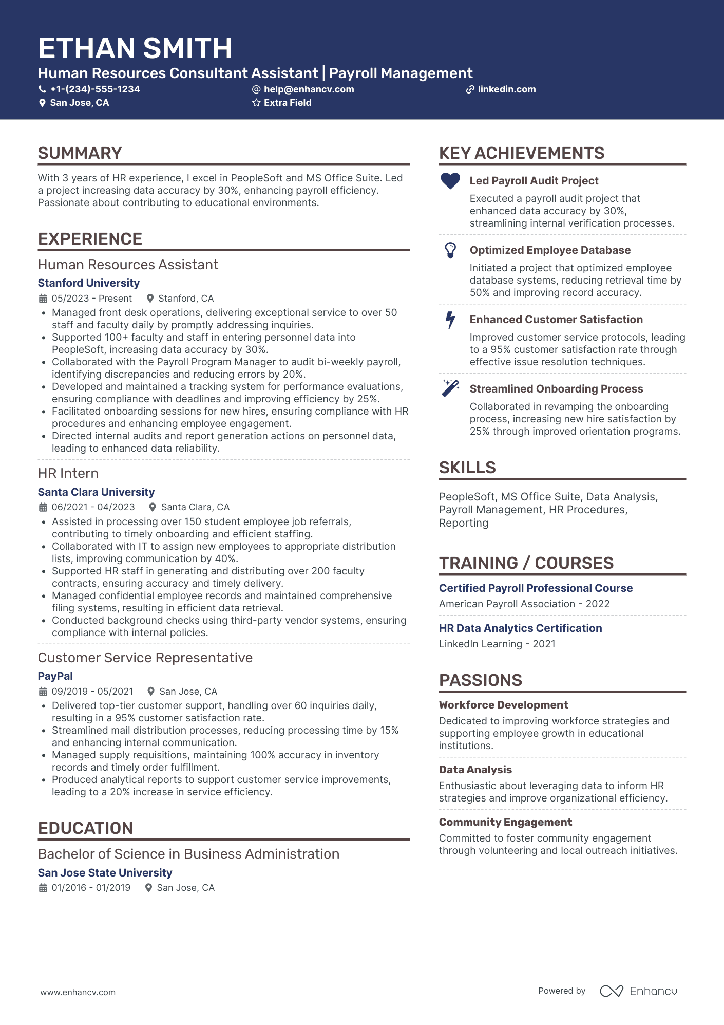 HR Assistant Consultant Resume Example