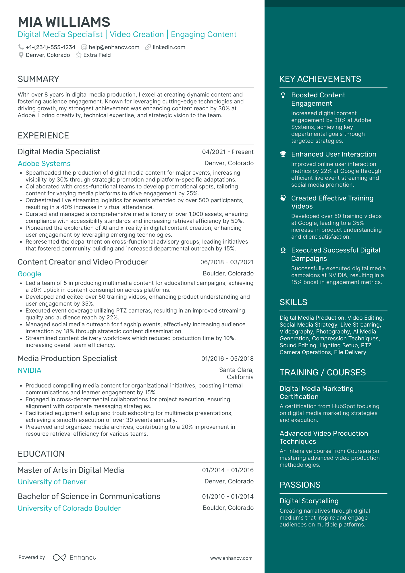 Social Media Content Specialist Resume Example