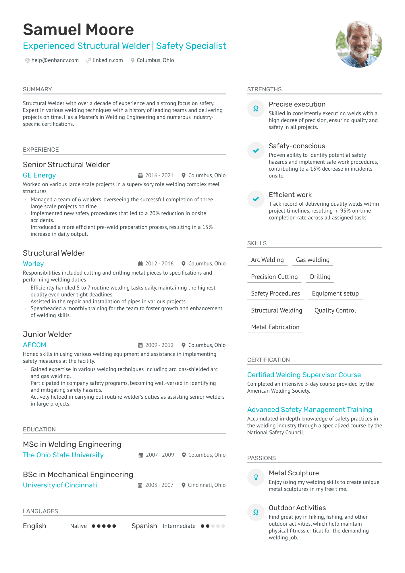 Structural Welder Resume Example