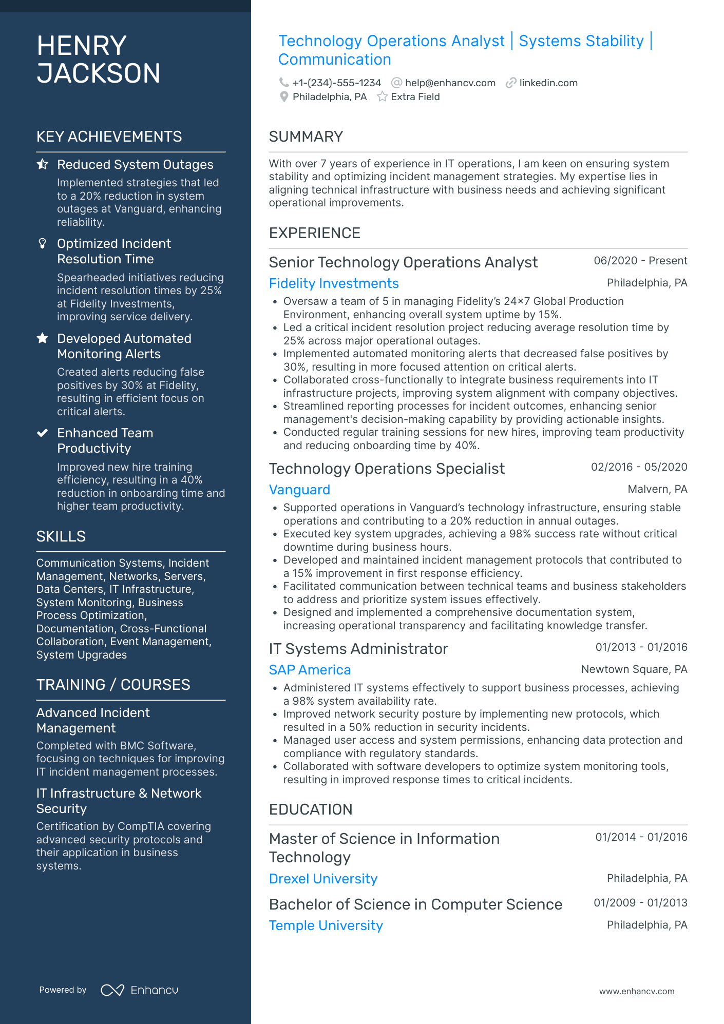 Technology Infrastructure Consultant Resume Example