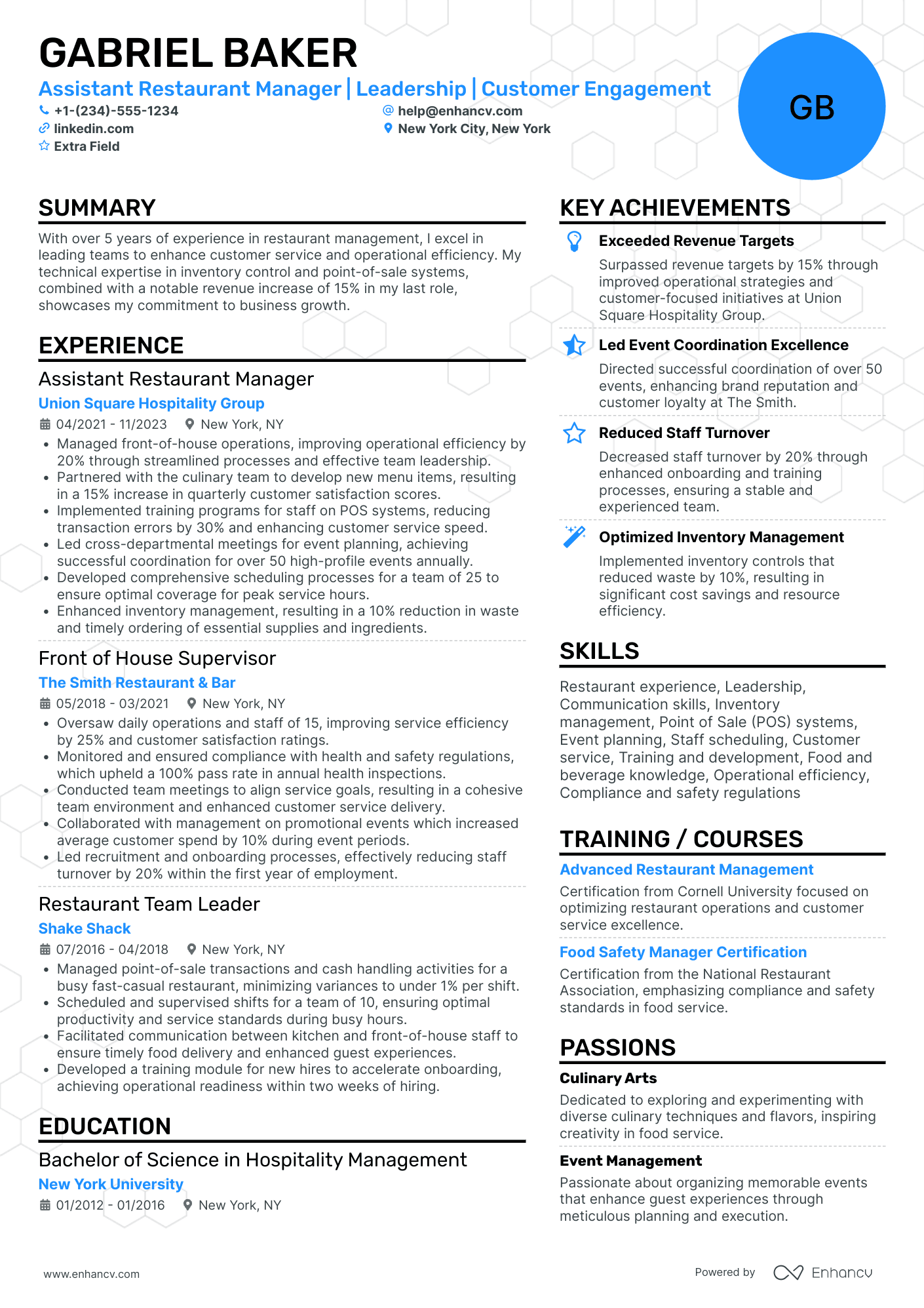 Fast Food Restaurant Manager Resume Example