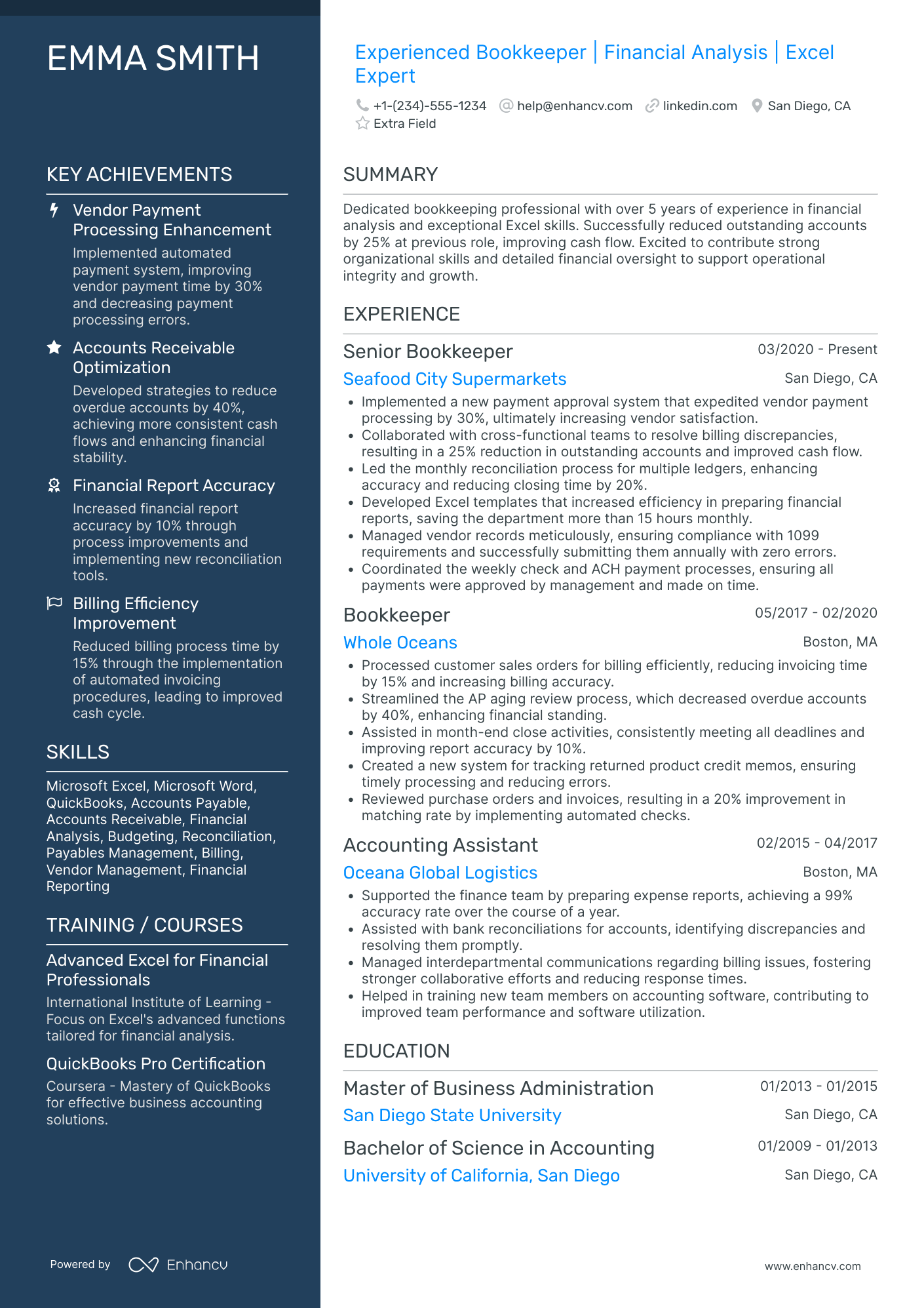 Bookkeeper Team Lead Resume Example