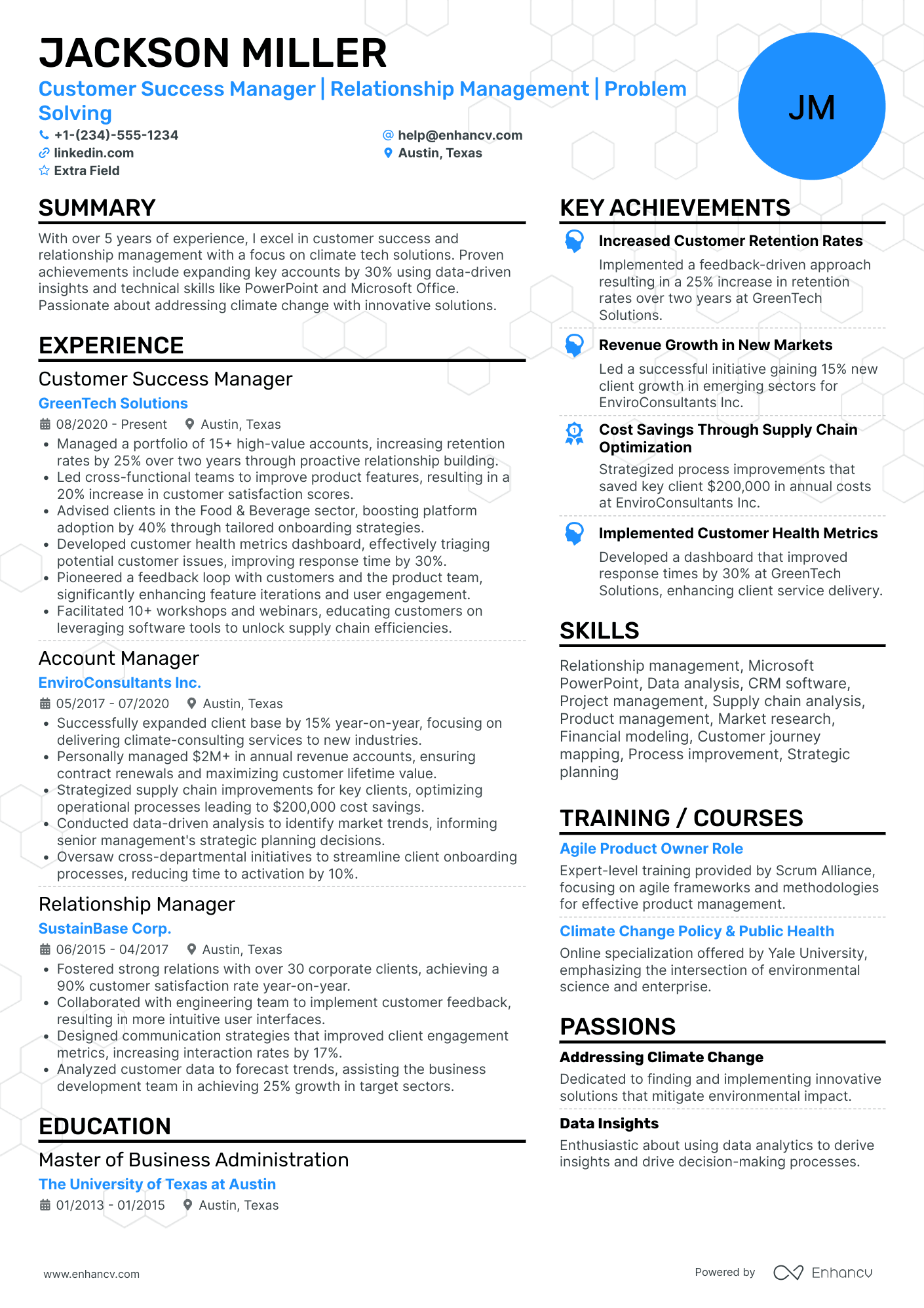 Customer Success Project Manager Resume Example