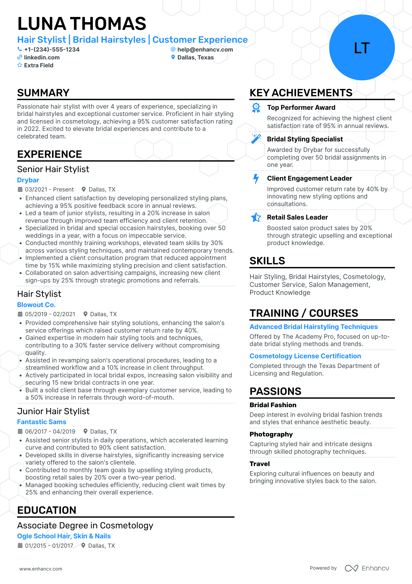 Hair Stylist Consultant Resume Example