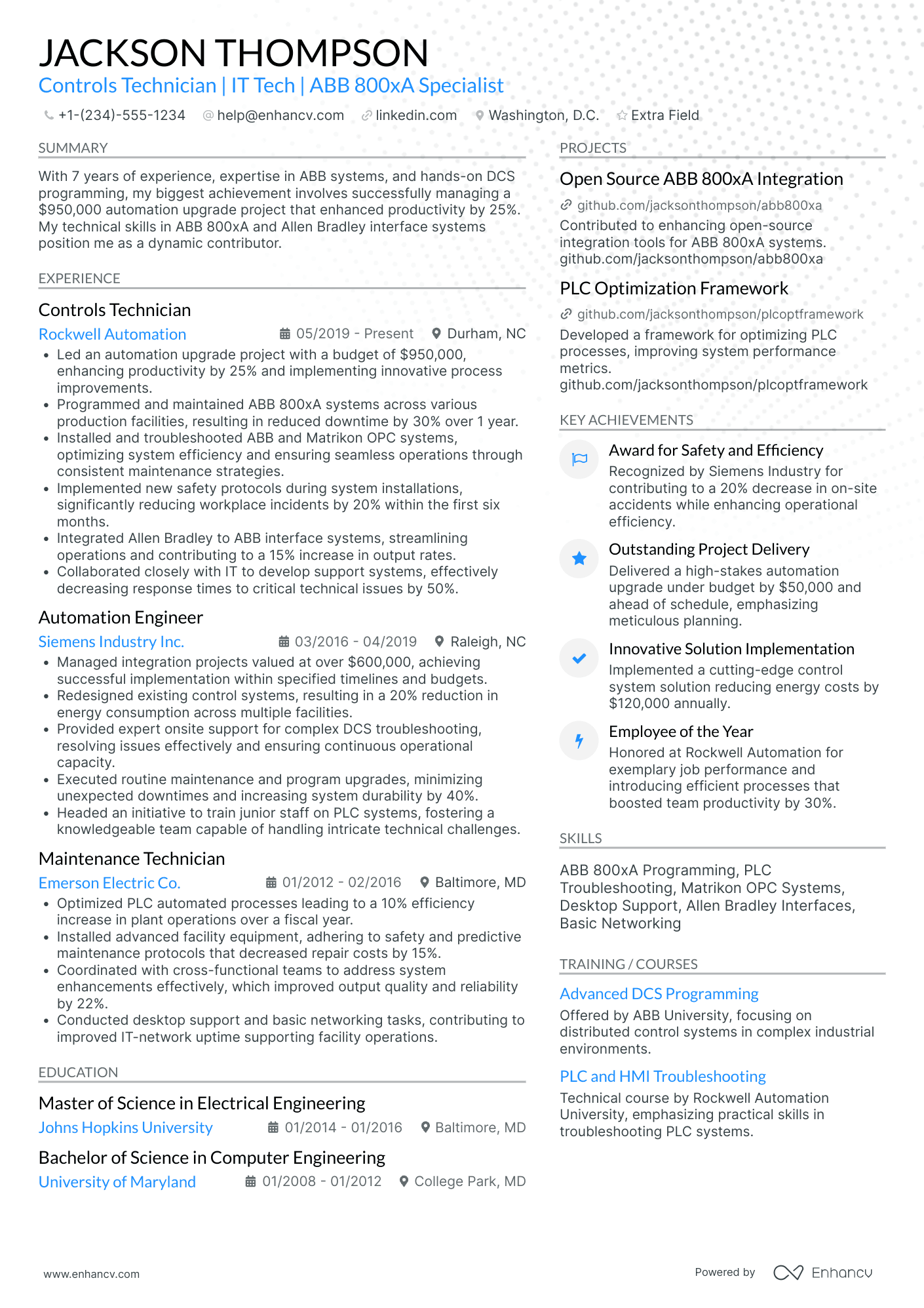 IT Maintenance Technician Resume Example