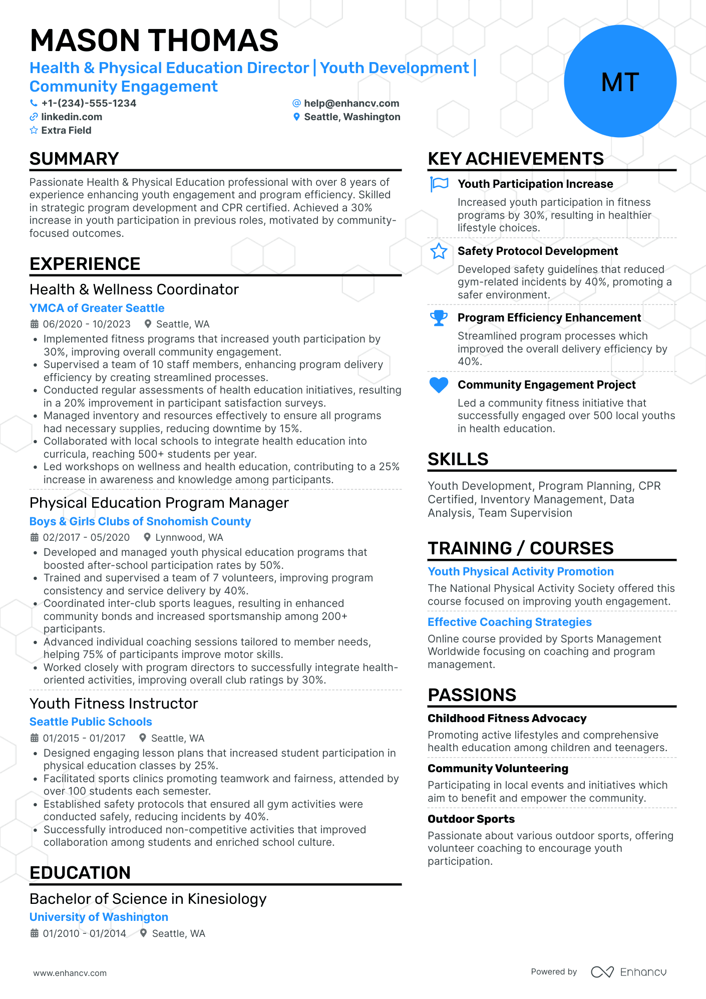 Physical Education and Athletics Coach Resume Example