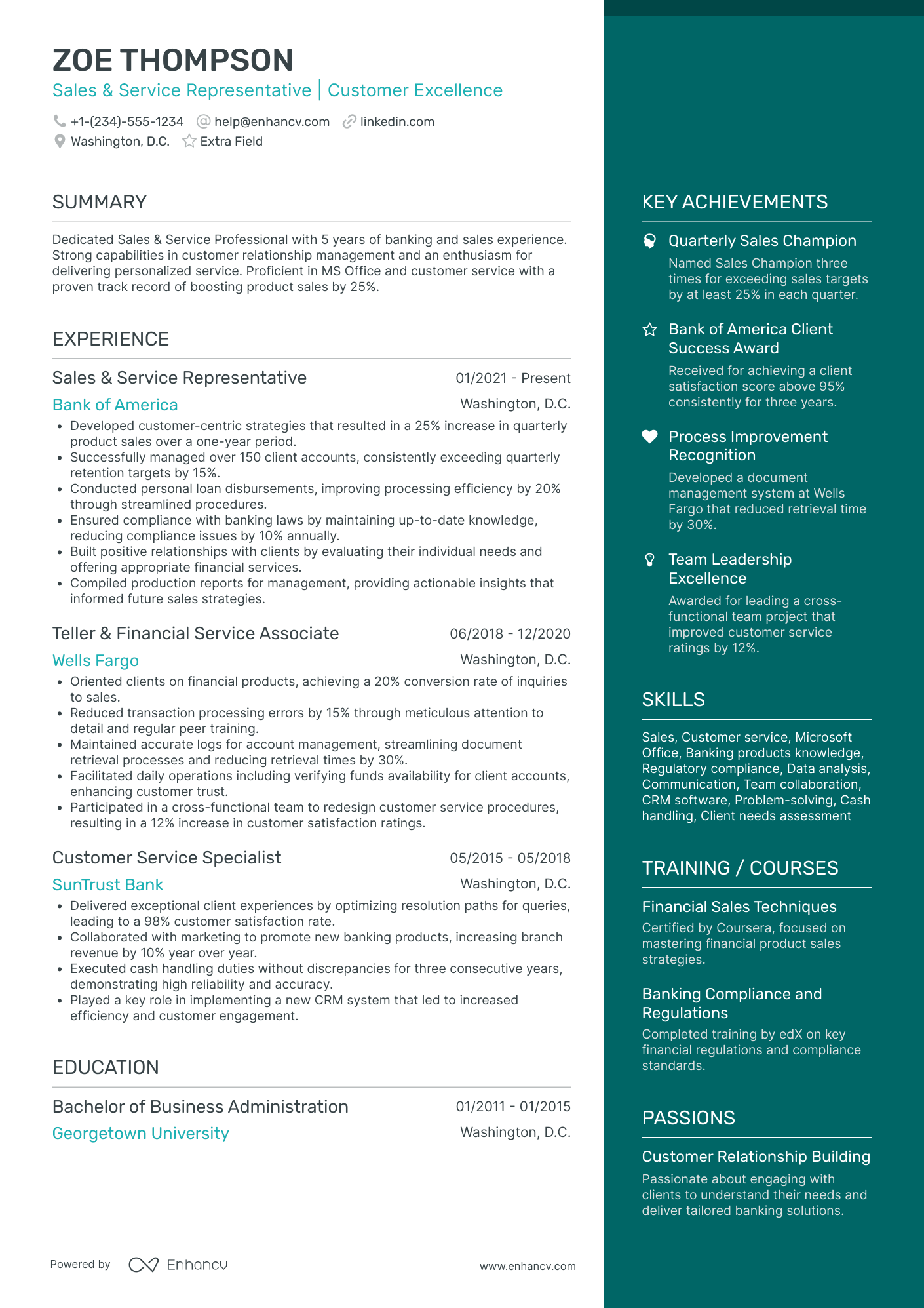 Bank Teller Sales Consultant Resume Example