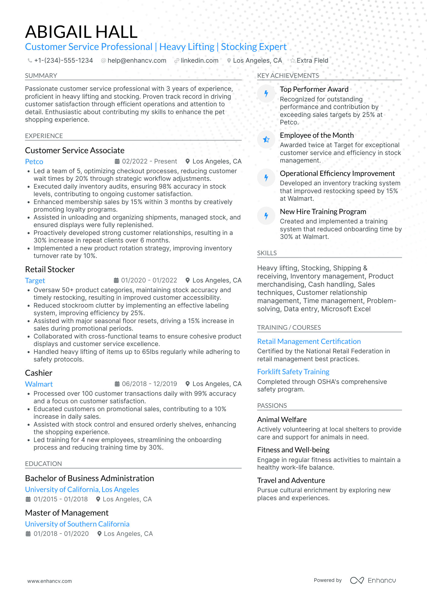 Pet Store Stocker Resume Example