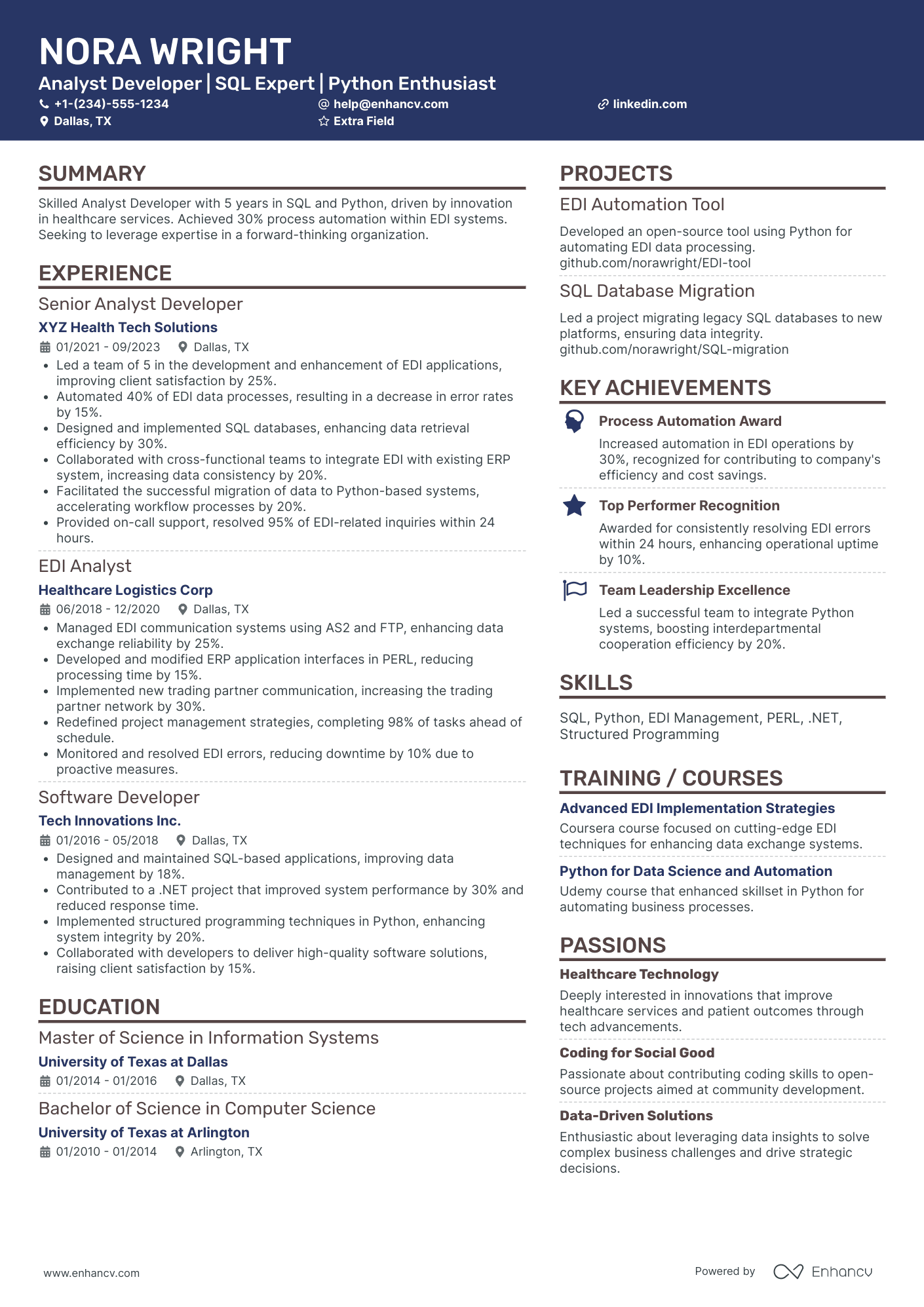 .Net Application Developer Resume Example