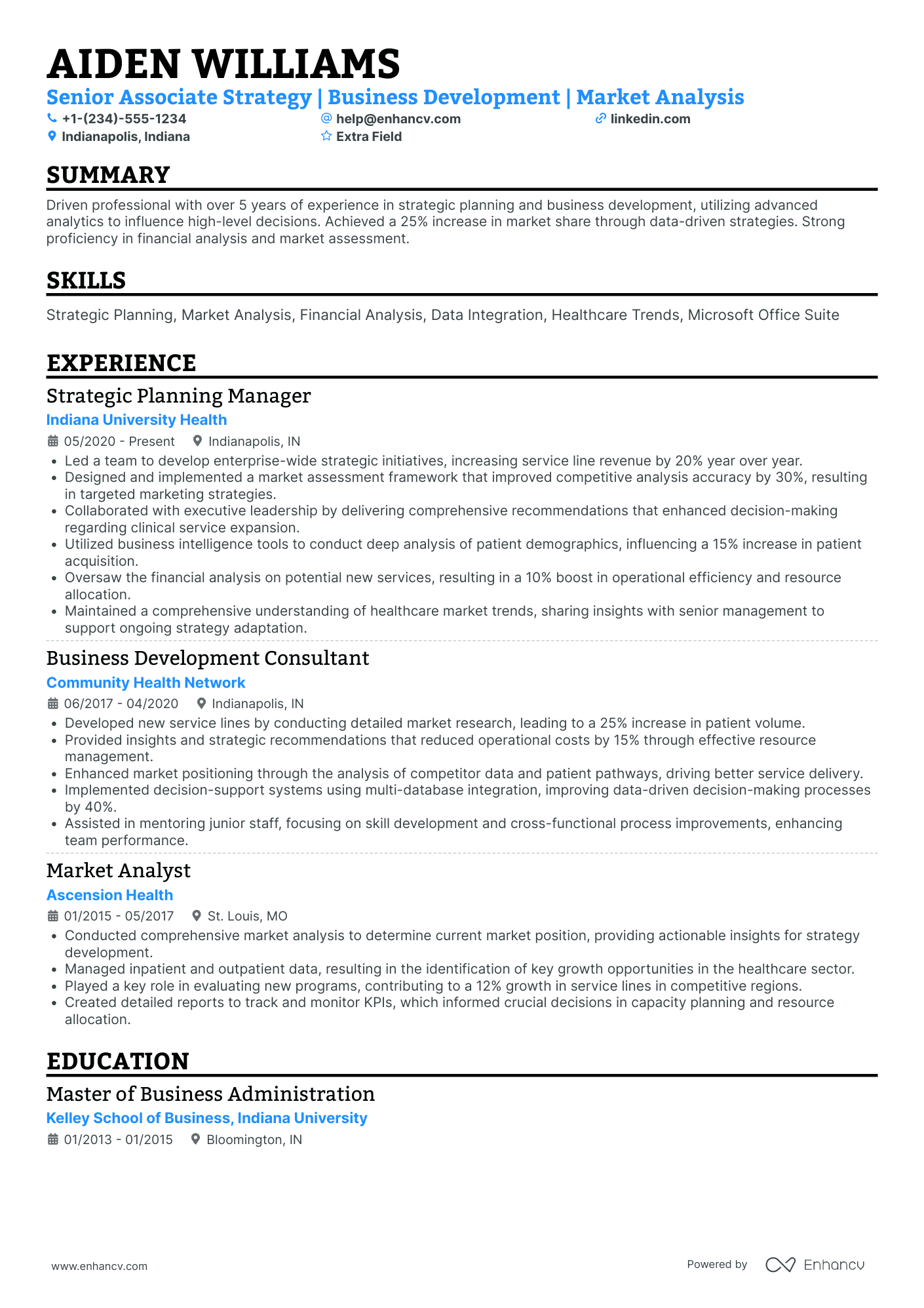 Business Mentor Resume Example