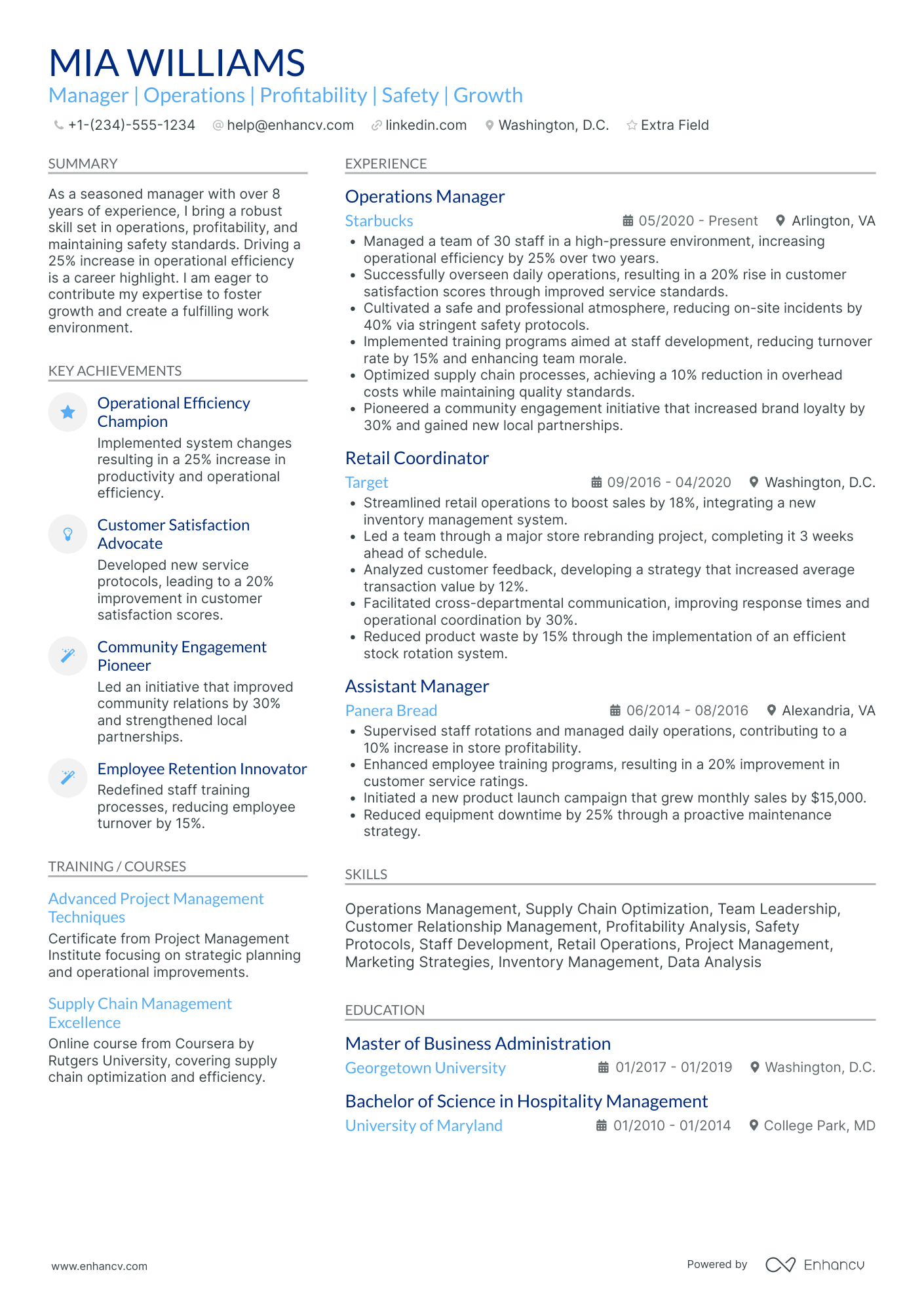 Starbucks Partner (Employee) Resume Example