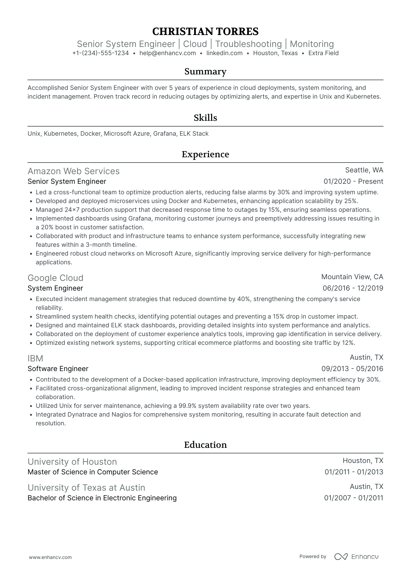 Microservices Network Engineer Resume Example