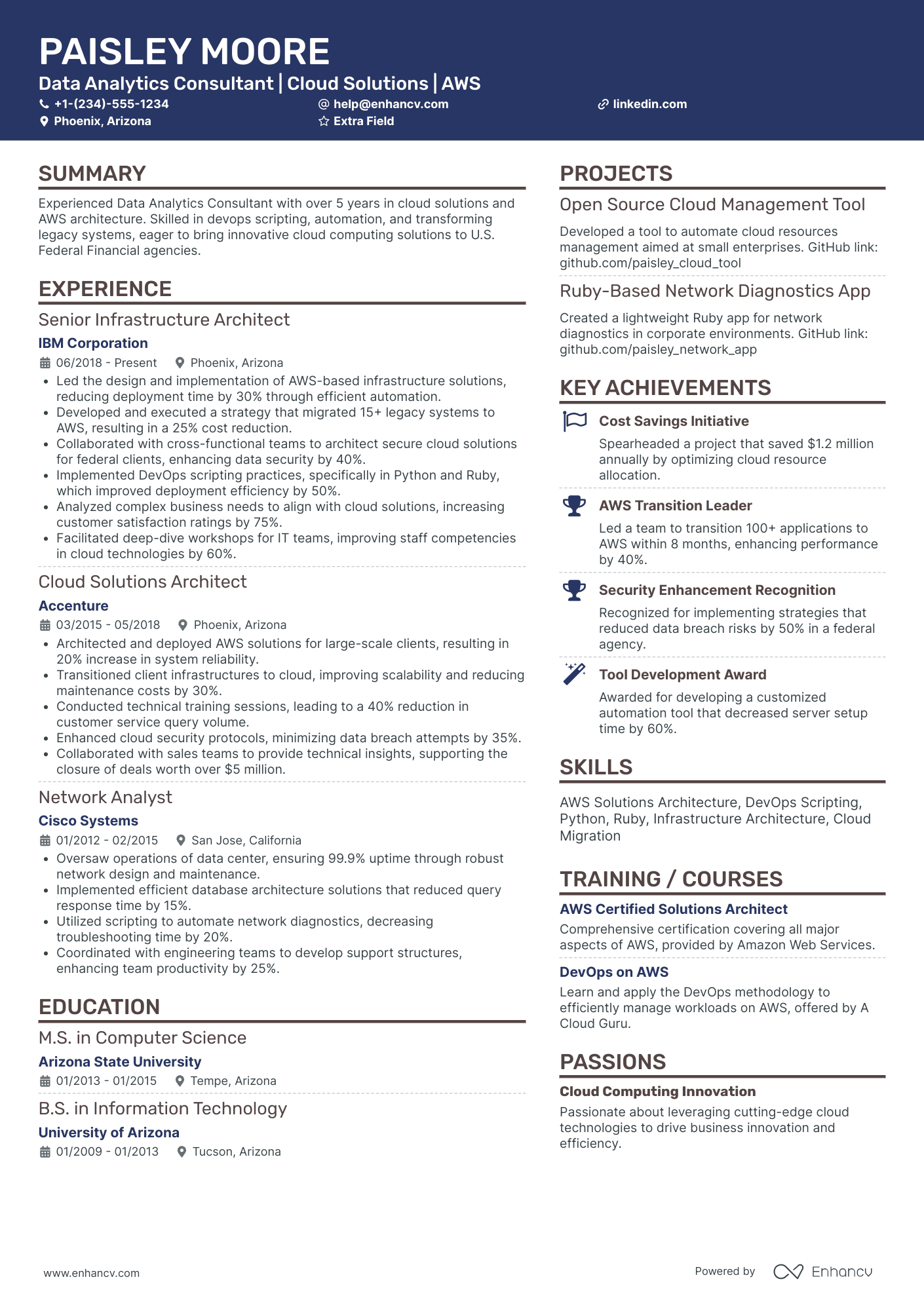 Data Analytics Consultant Resume Example