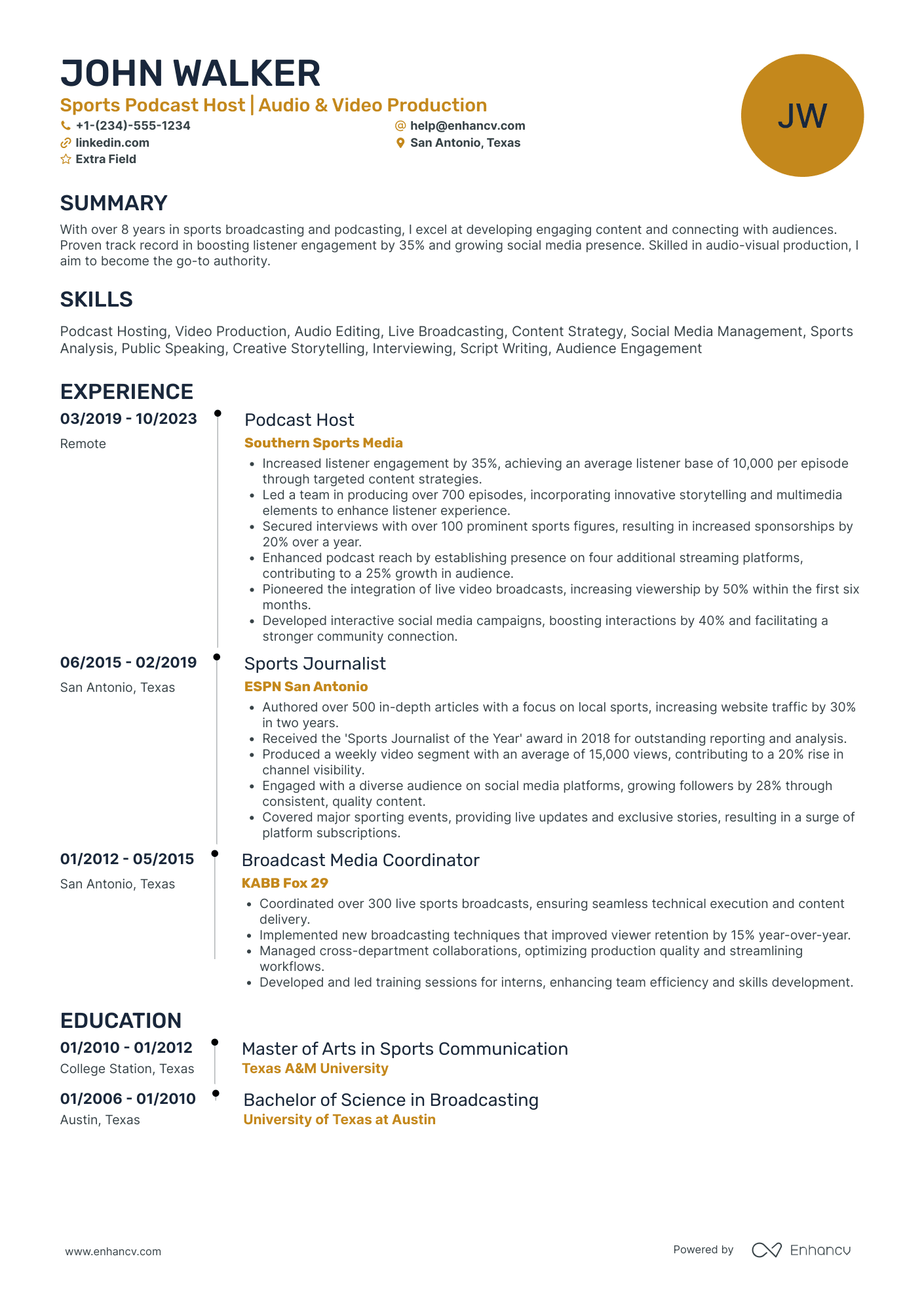 Lead Podcaster Resume Example