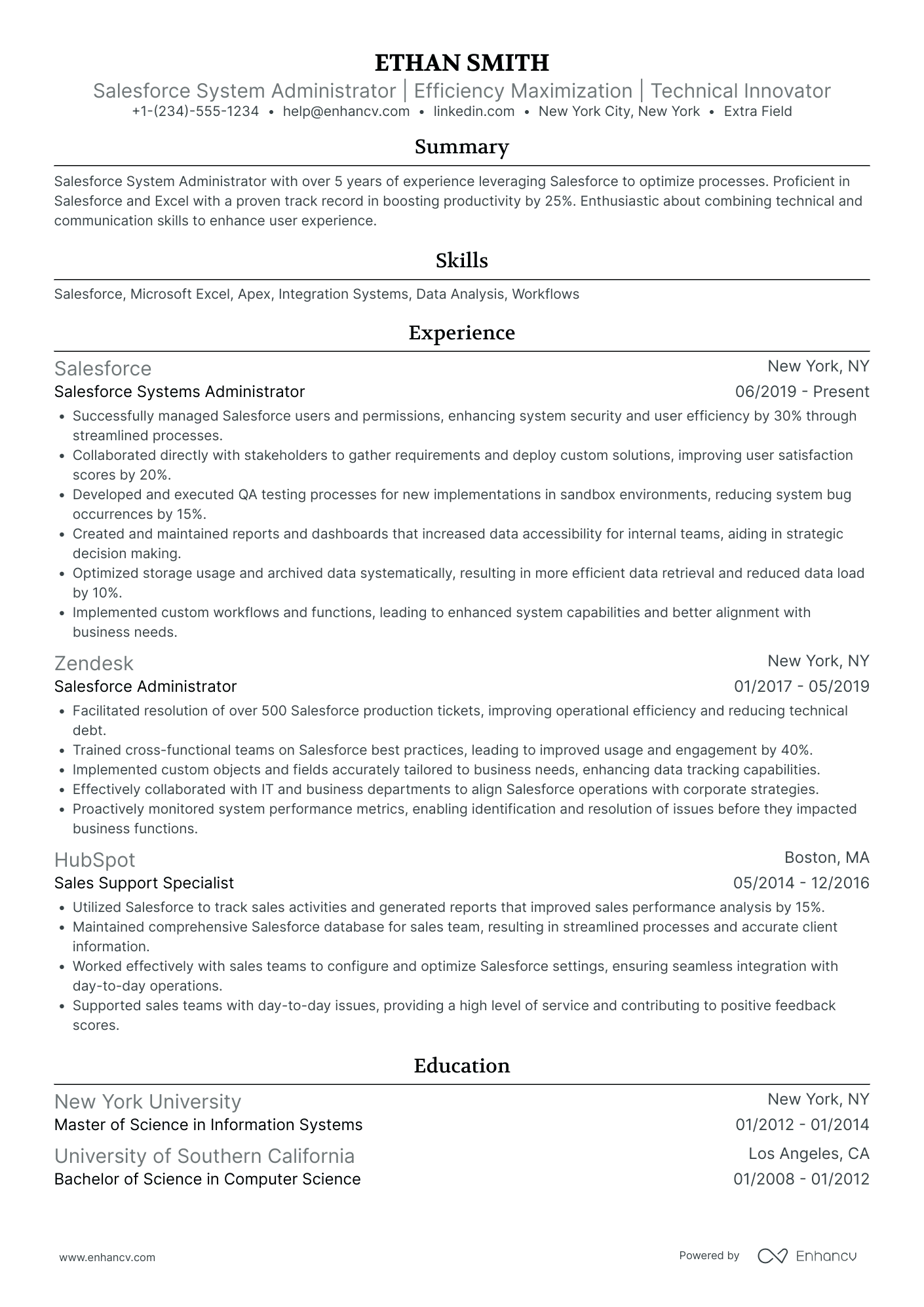 Salesforce Administrator Resume Example