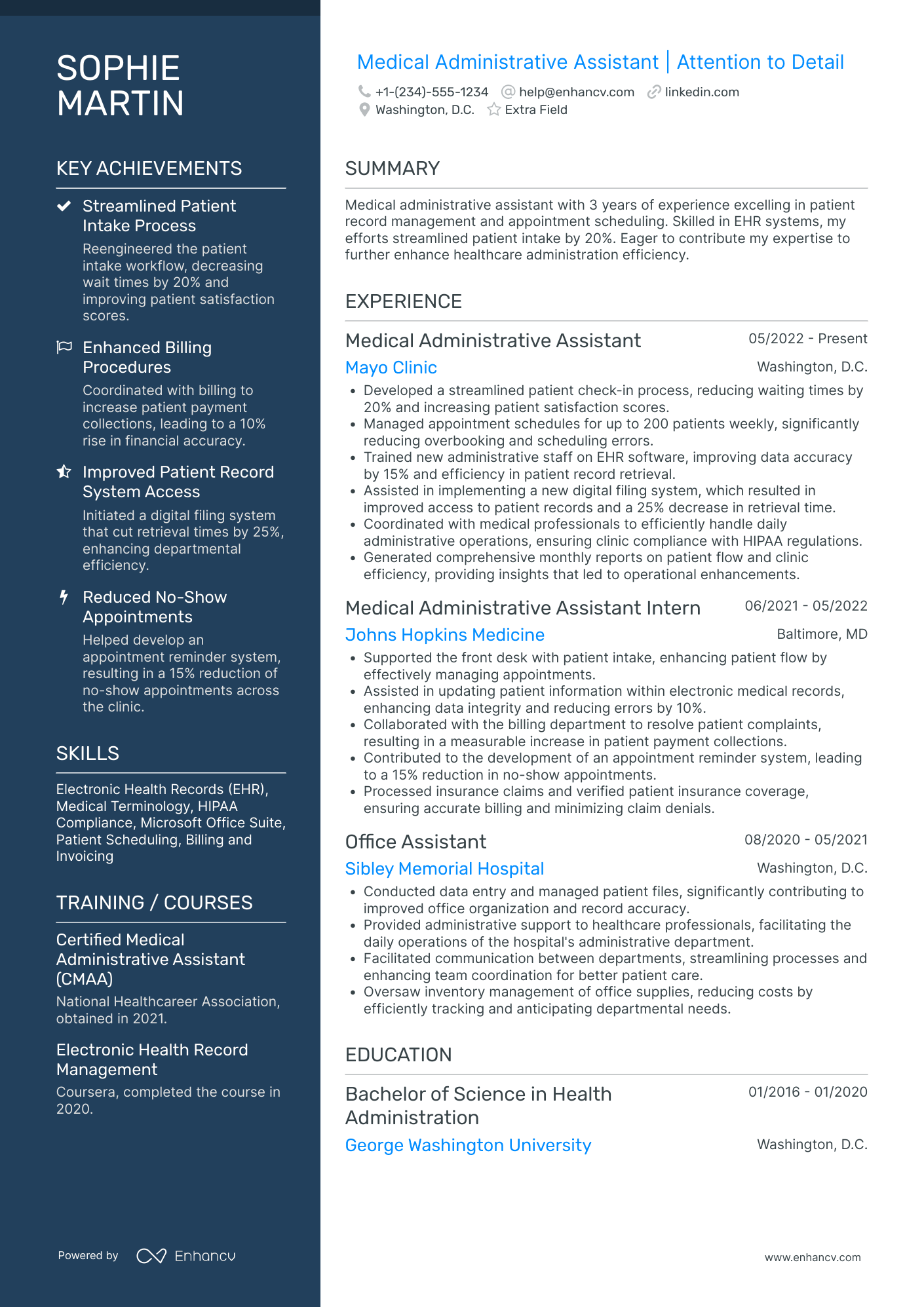 Medical Administrative Assistant Receptionist Resume Example