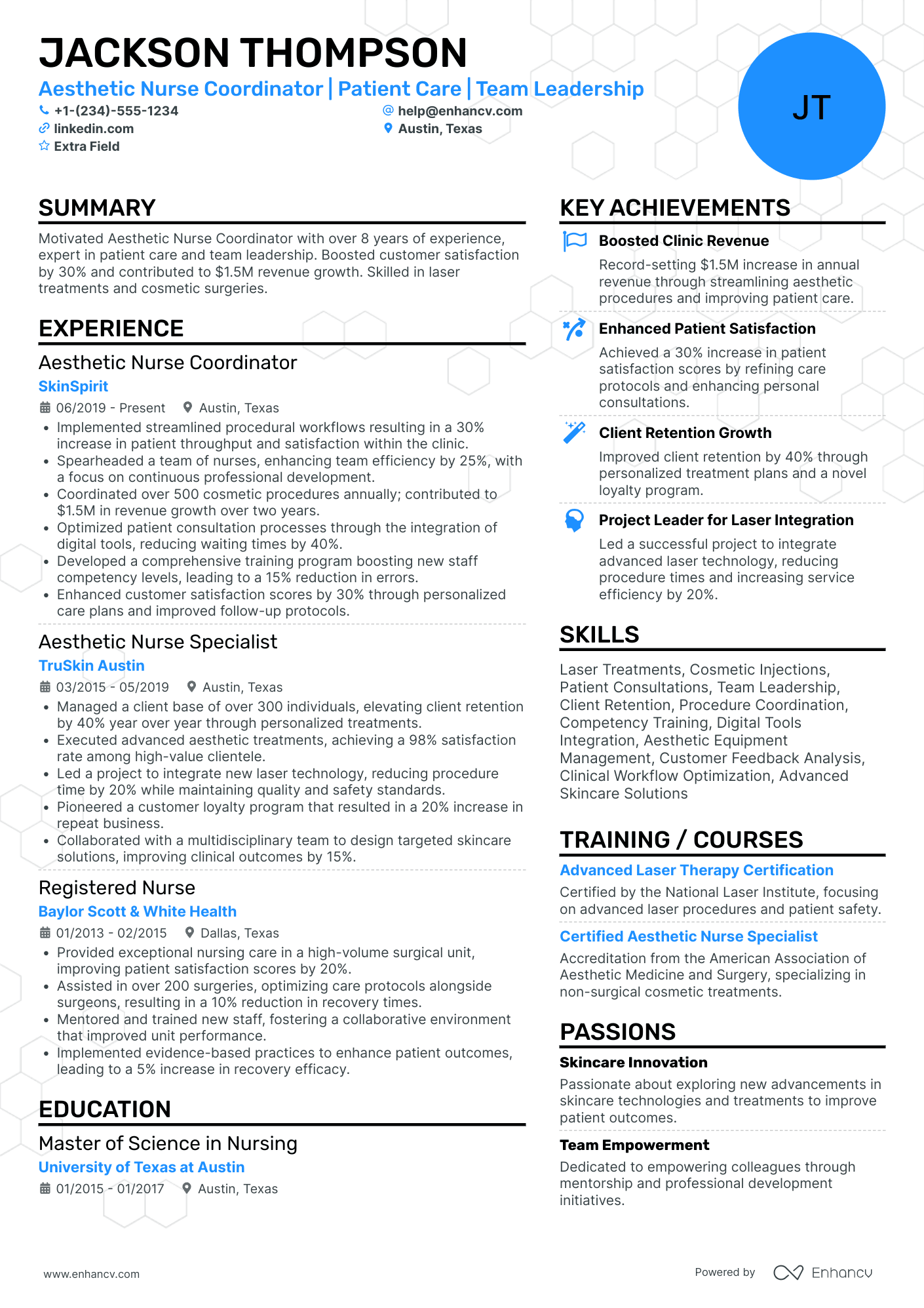 Aesthetic Nurse Coordinator Resume Example