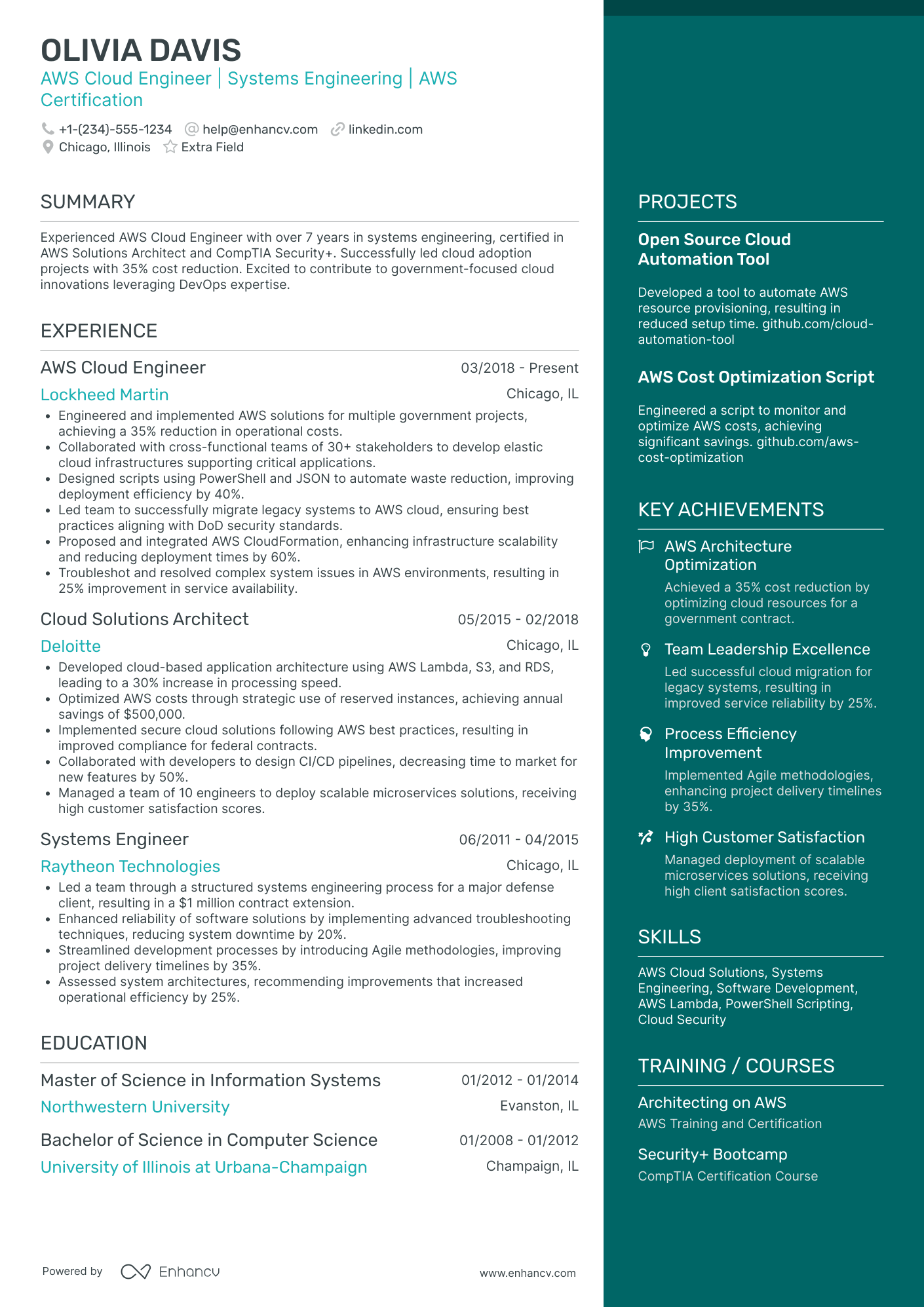 Lead AWS DevOps Engineer Resume Example